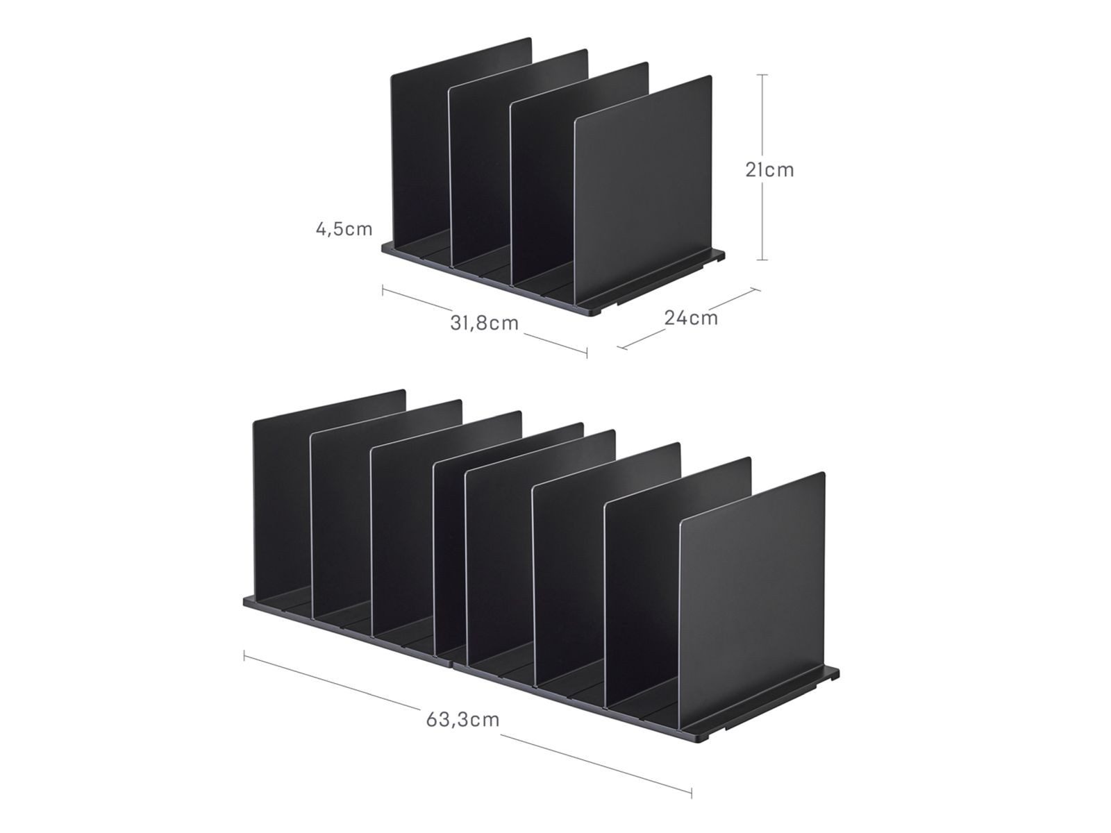 Yamazaki Taschenorganizer Taschen-Organizer 2er Set jeweils 31x24cm "Smart" schwarz (2-tlg., 2er Pack), verstellbare Trennwände zur Organisation im Schrank