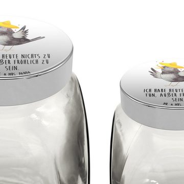 Mr. & Mrs. Panda Vorratsglas L 870ml Rabe Sombrero - Weiß - Geschenk, glücklich sein, Gute Laune, Premium Glas, (1-tlg), Eigene Motive