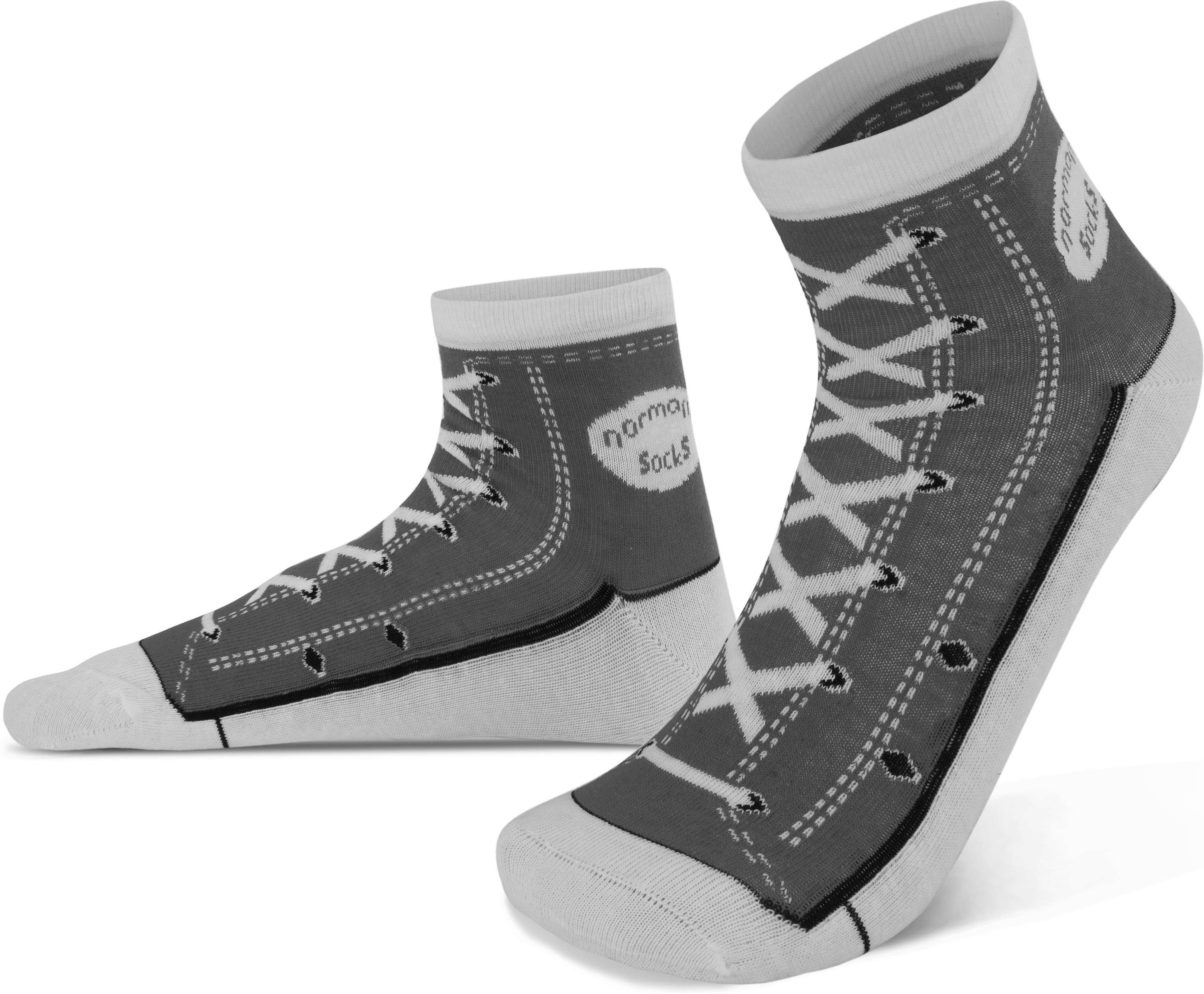 Grau 4 normani Paar passgenauer, (4er-Set, faltenfreier Sitz Paar) Schuh-Design Socken im 4 Basicsocken