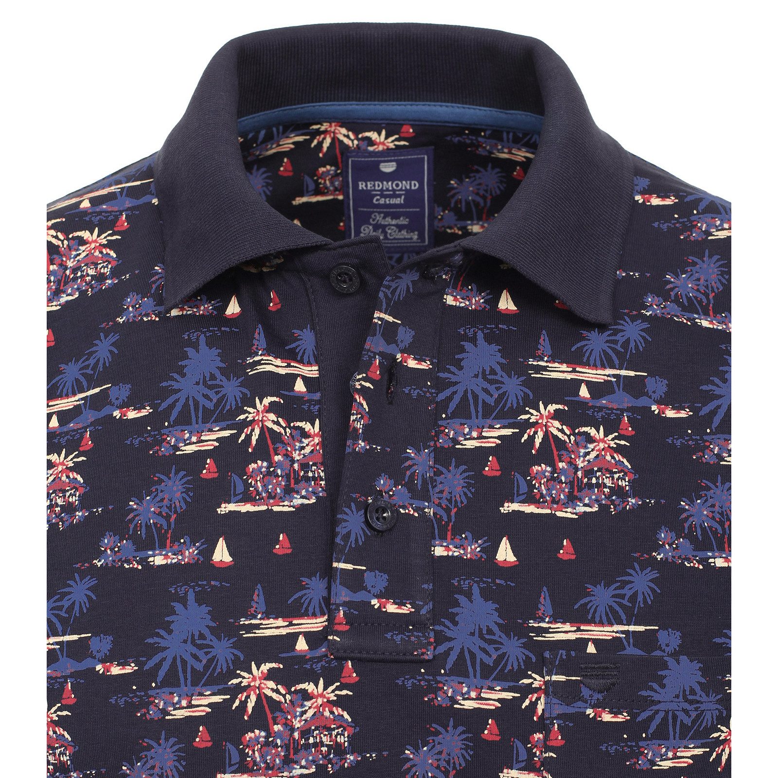 Redmond Poloshirt Redmond XXL Poloshirt navy-bordeaux Palmenprint