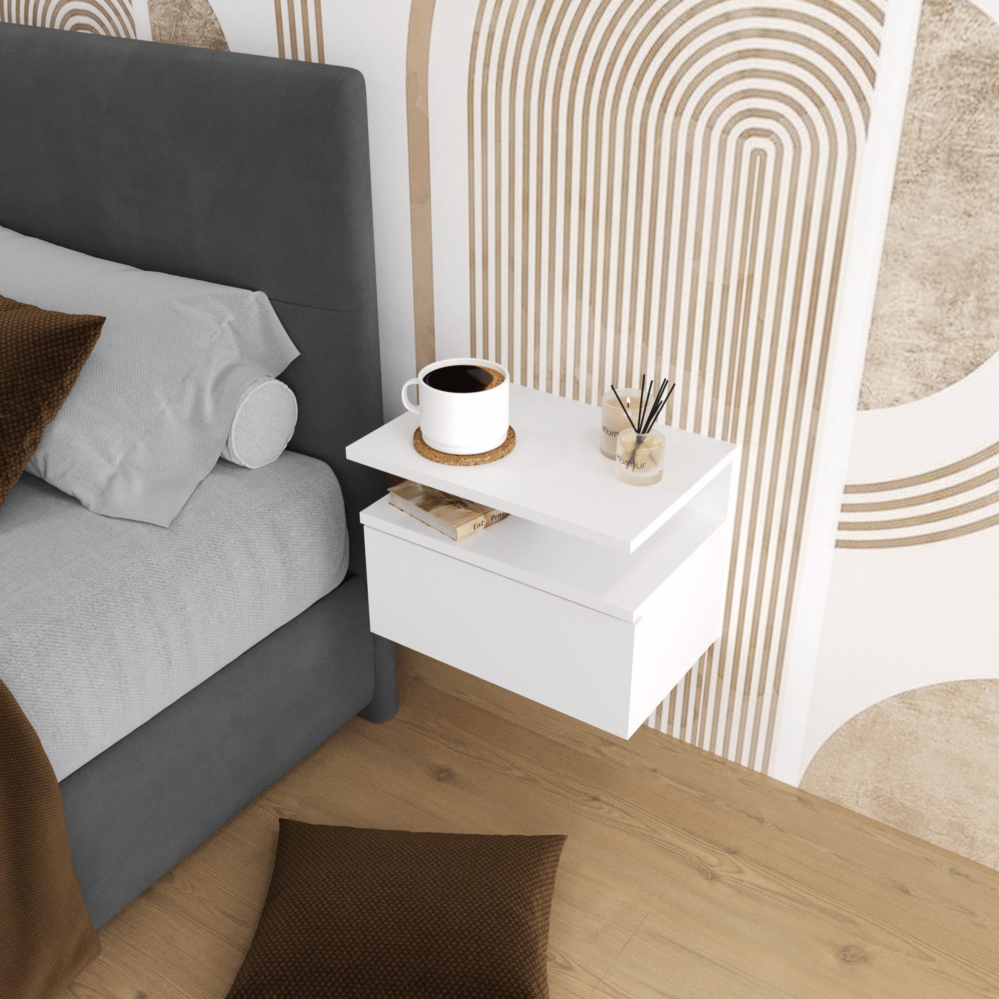 BDR Smart Home Art Kommode Venus Wand-Nachttisch Pine Platzsparend Design mit 2 Farbe