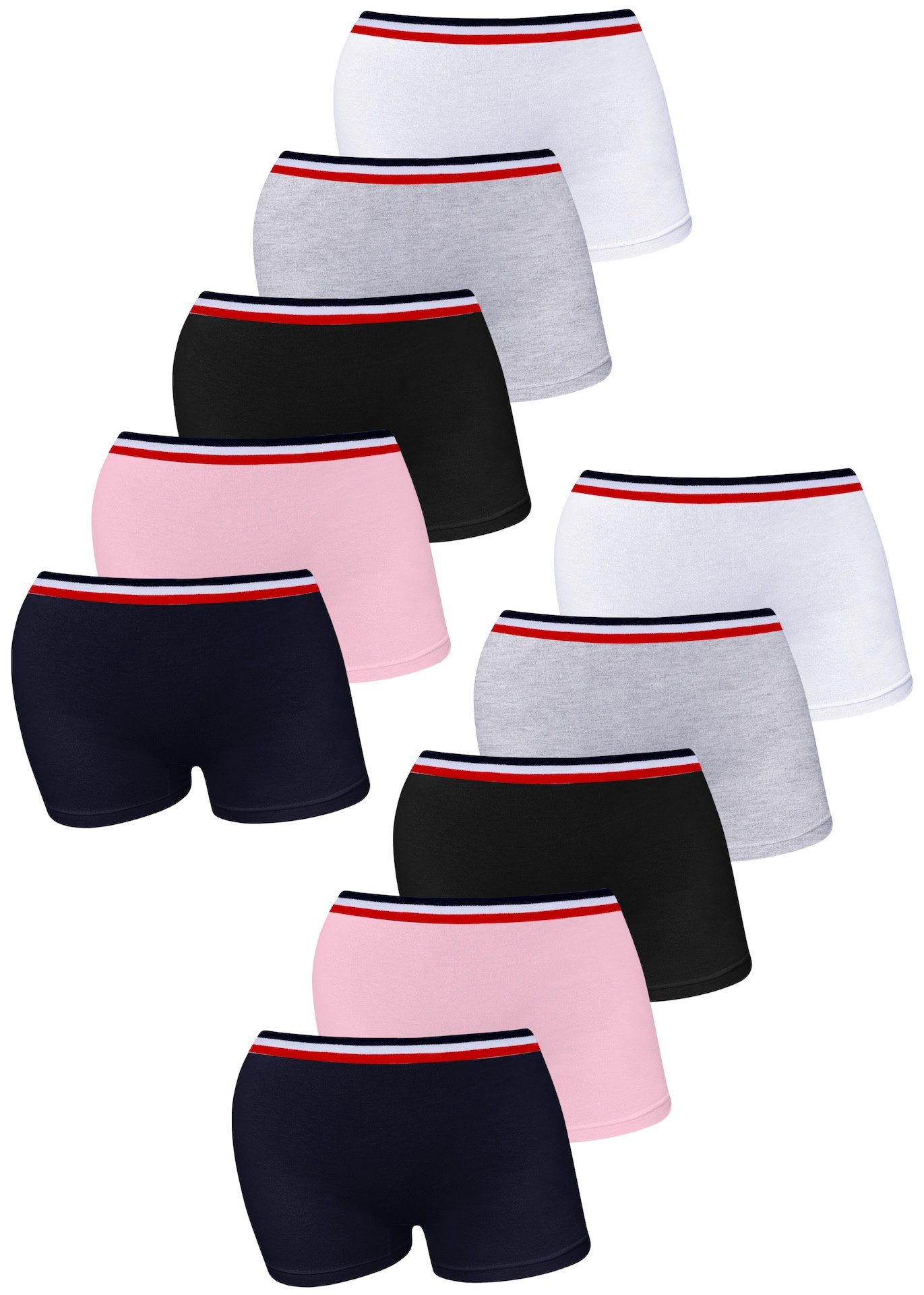 LOREZA Panty 10er Set Pantys Boxershorts - Streifen (Spar-Packung, 10-St)