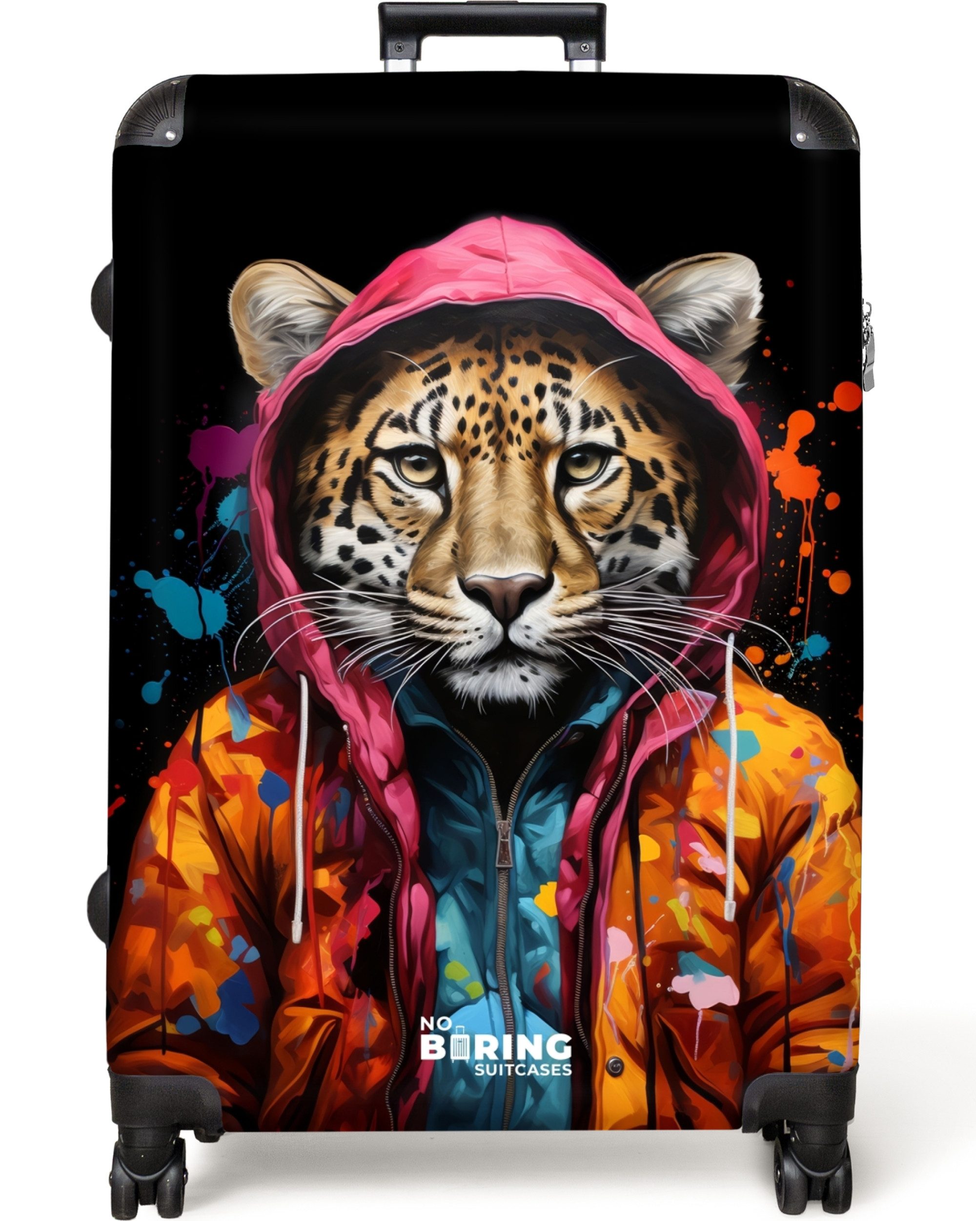 NoBoringSuitcases.com© Hartschalen-Trolley Leopard mit buntem Fell günstig online kaufen