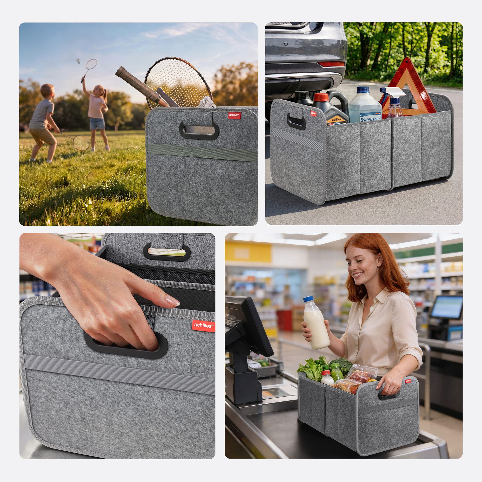 achilles Klappbox Auto Faltbox aus Filz, Kofferraumtasche, Einkaufstasche, Organizer – Bild 5 von 5
