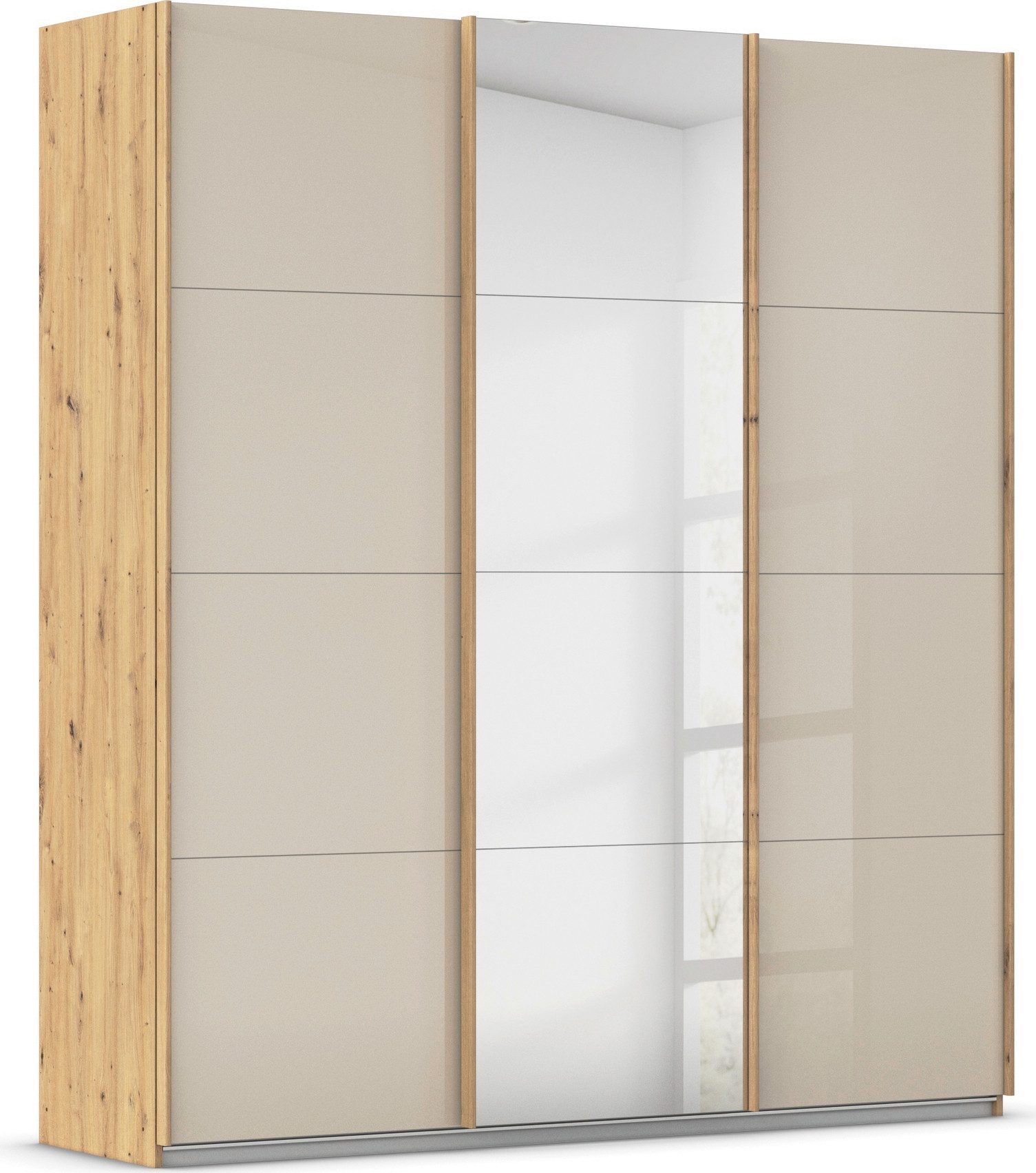 OTTO home Schwebetürenschrank Kleiderschrank Kleiderschränke Schrank Garderobe AGORDO mit Glasfront (Breiten 203/271/315/360 cm, Höhen 210/229 cm) durchdachte Innenausstattung, in 4 Breiten und 2 Höhen MADE IN GERMANY
