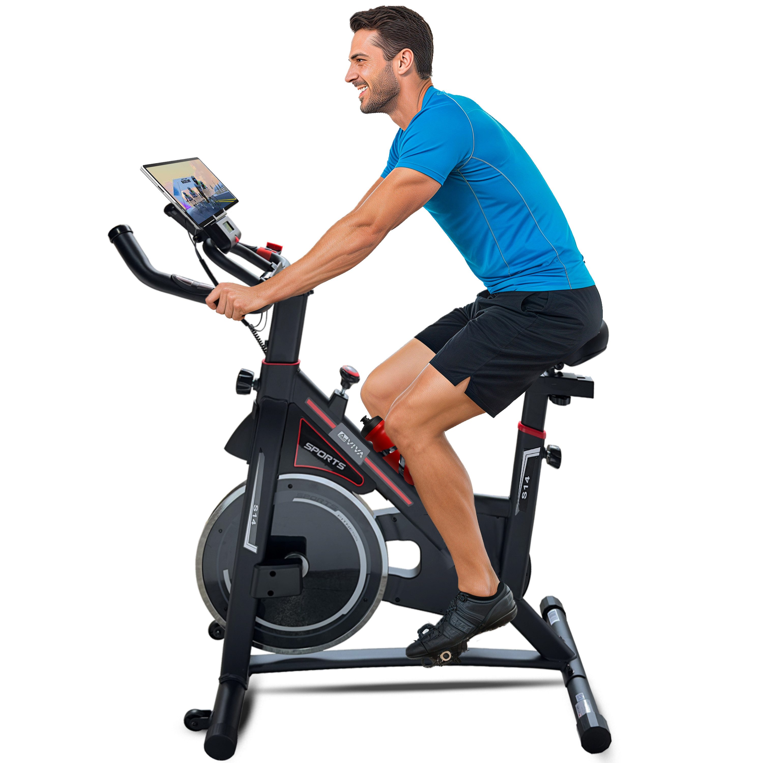 AsVIVA Speedbike S14 Indoor Cycle 2025, Fitnessbike für Zuhause, 15 kg Schwungmasse, Bluetooth-App-kompatibel, Leiser Riemenantrieb