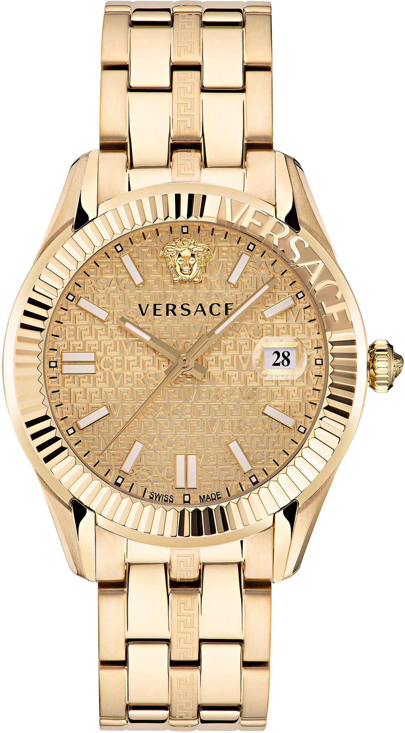 Versace Quarzuhr GRECA TIME, VE3K00522, Armbanduhr, Damenuhr, Saphirglas, Datum, Swiss Made, analog
