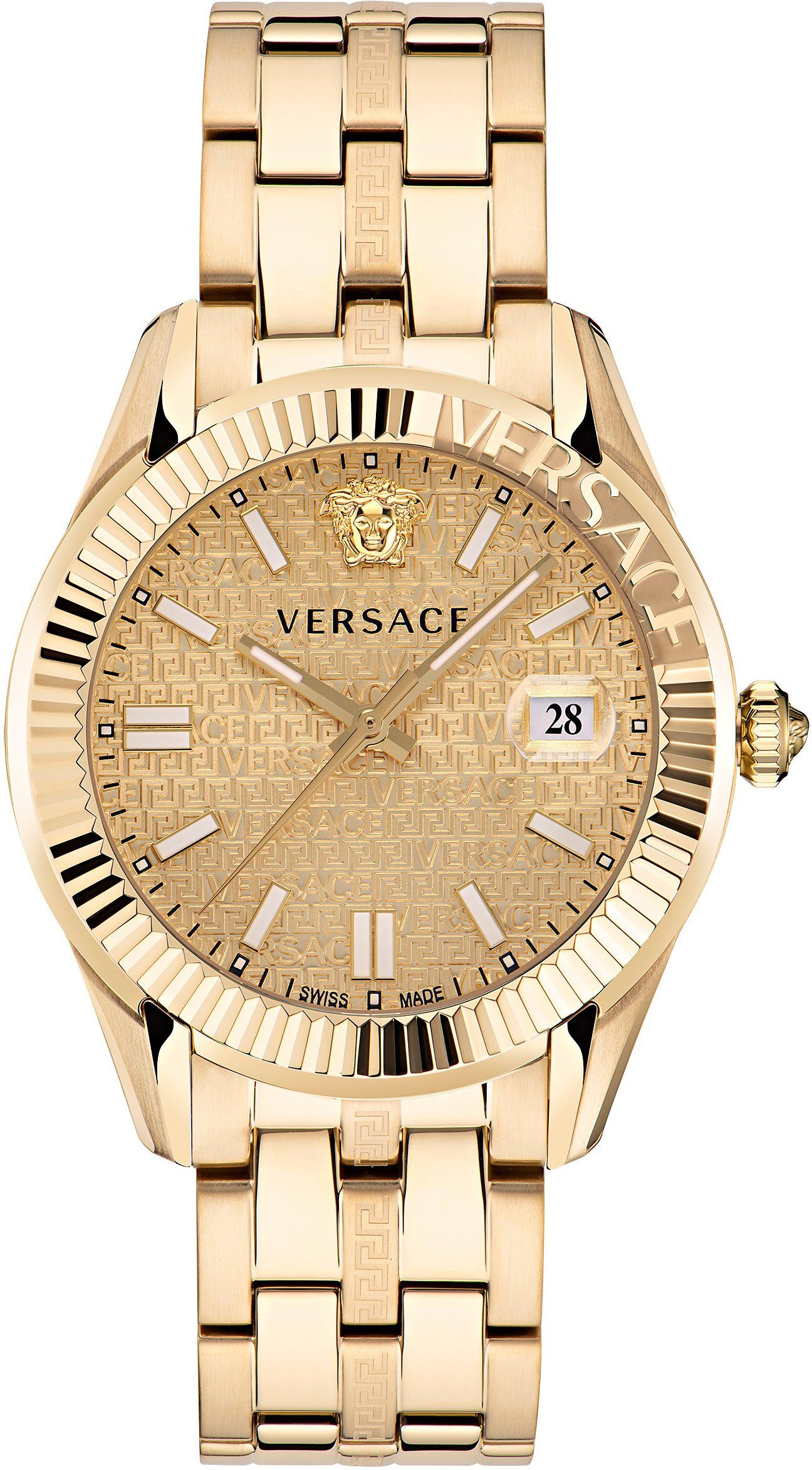 Versace Quarzuhr GRECA TIME, VE3K00522, Edelstahlgehäuse, goldfarben  IP-beschichtet, Ø ca. 41 mm