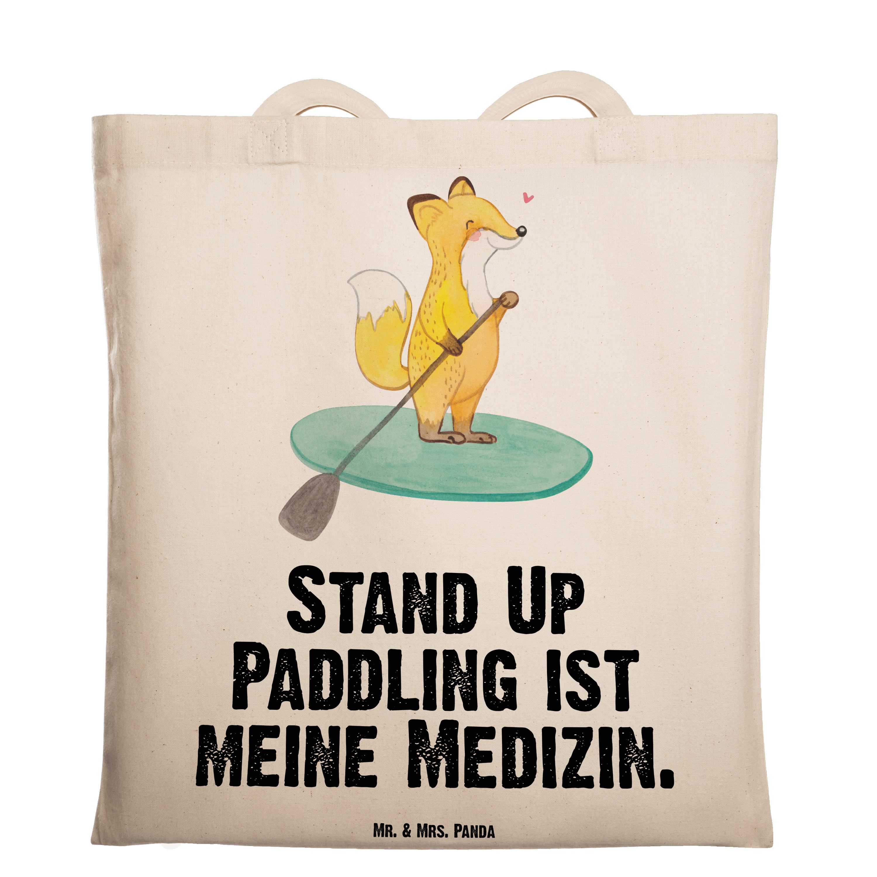 Mr. & Mrs. Panda Tragetasche Fuchs Stand Up Paddling Medizin - Transparent - Geschenk, SUB, Auszei (1-tlg)