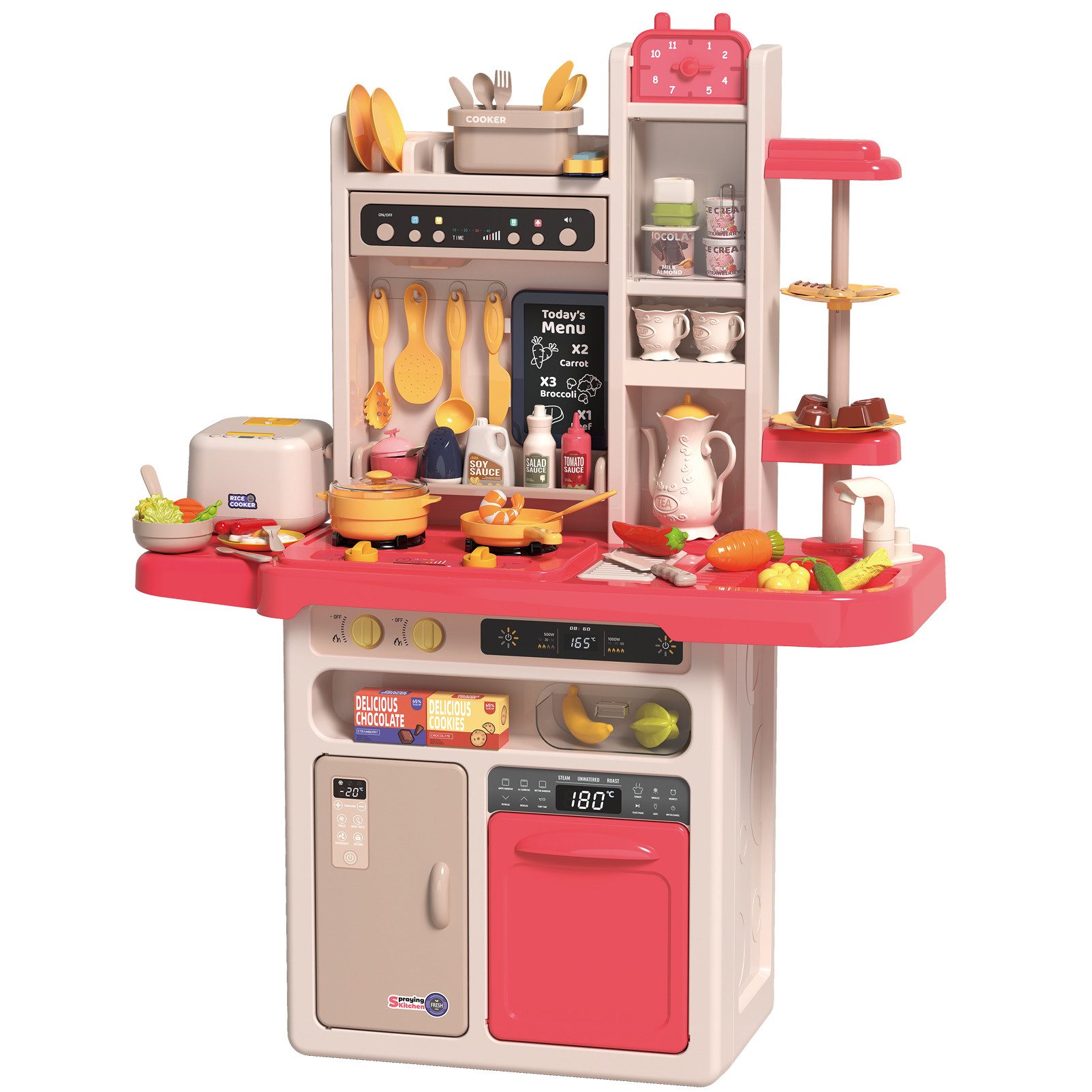 Esun Spielküche Kinderküche mit Küchenzubehör, Licht, Spray, Sound und Wass günstig online kaufen