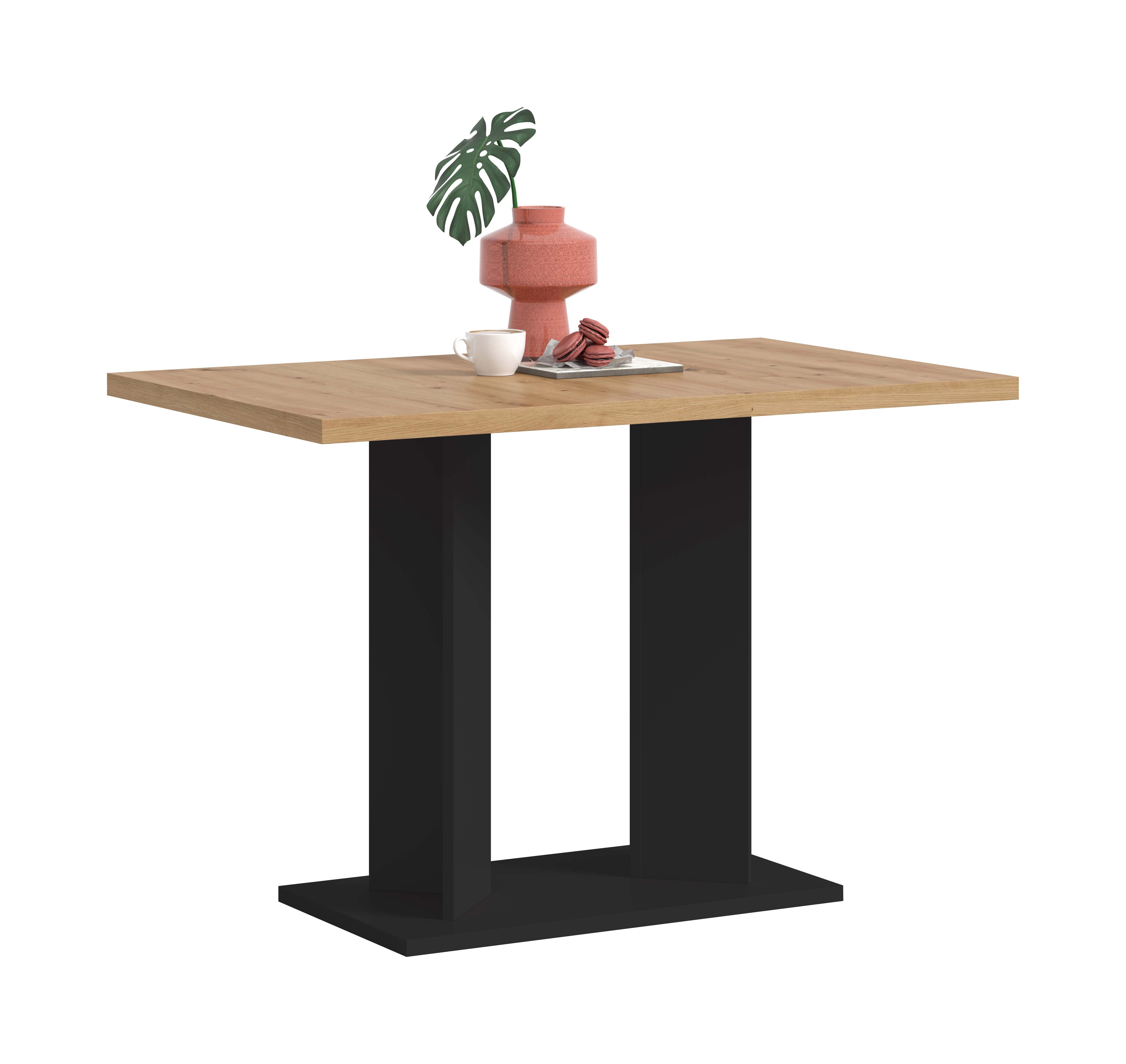furnling Esstisch Gusto, stabiles Doppelsäulen-Gestell, ummantelte Tischkante, Breite 100 cm