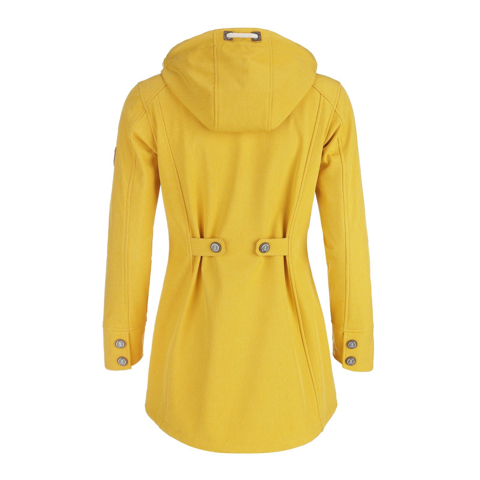 Dry Fashion gelb und Kapuze Mantel Meliert mit Damen Sellin Softshelljacke Softshell Fleece-Futter