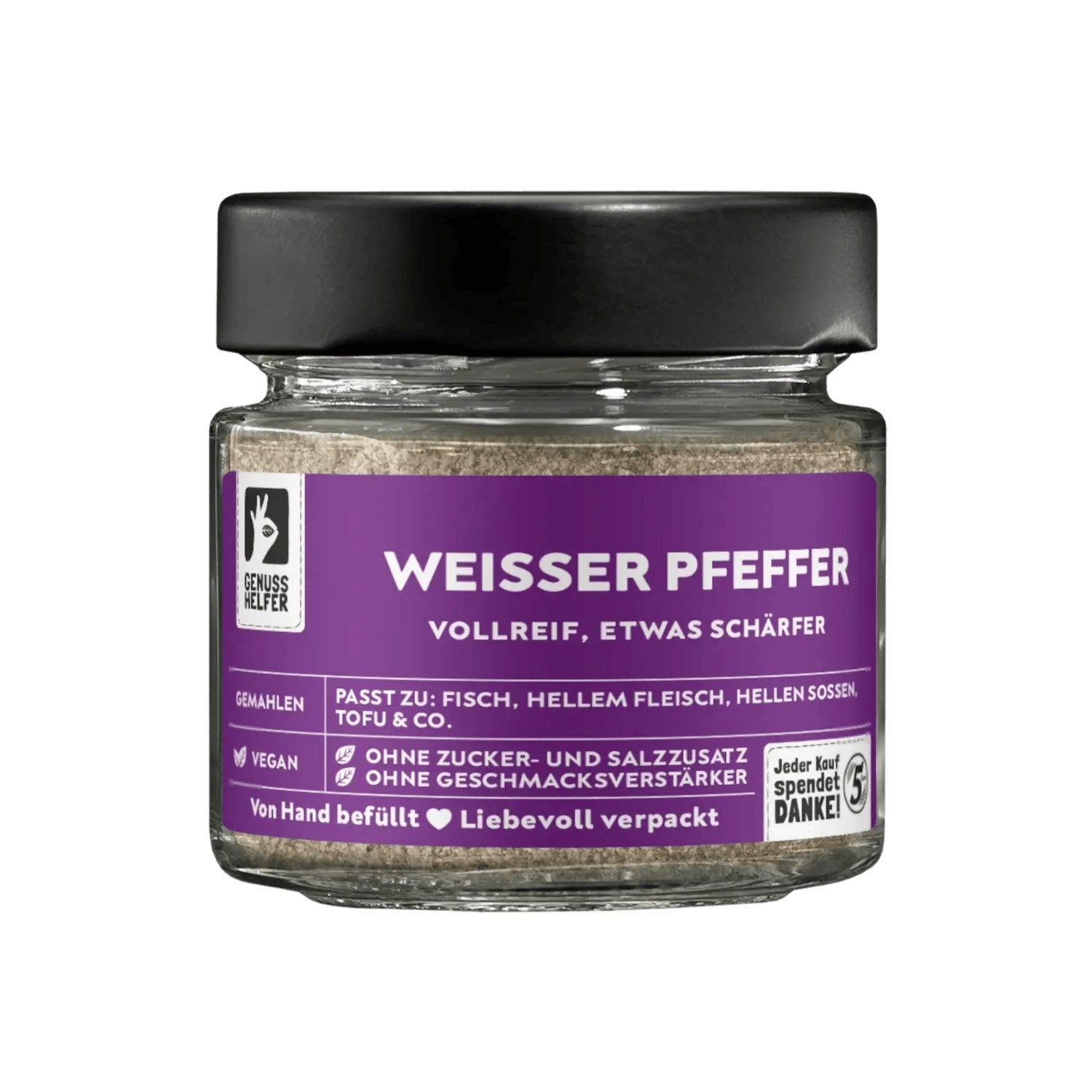 Bremer Gewürzhandel Gewürz Pfeffer weiß, gemahlen, im Glas, 50 g