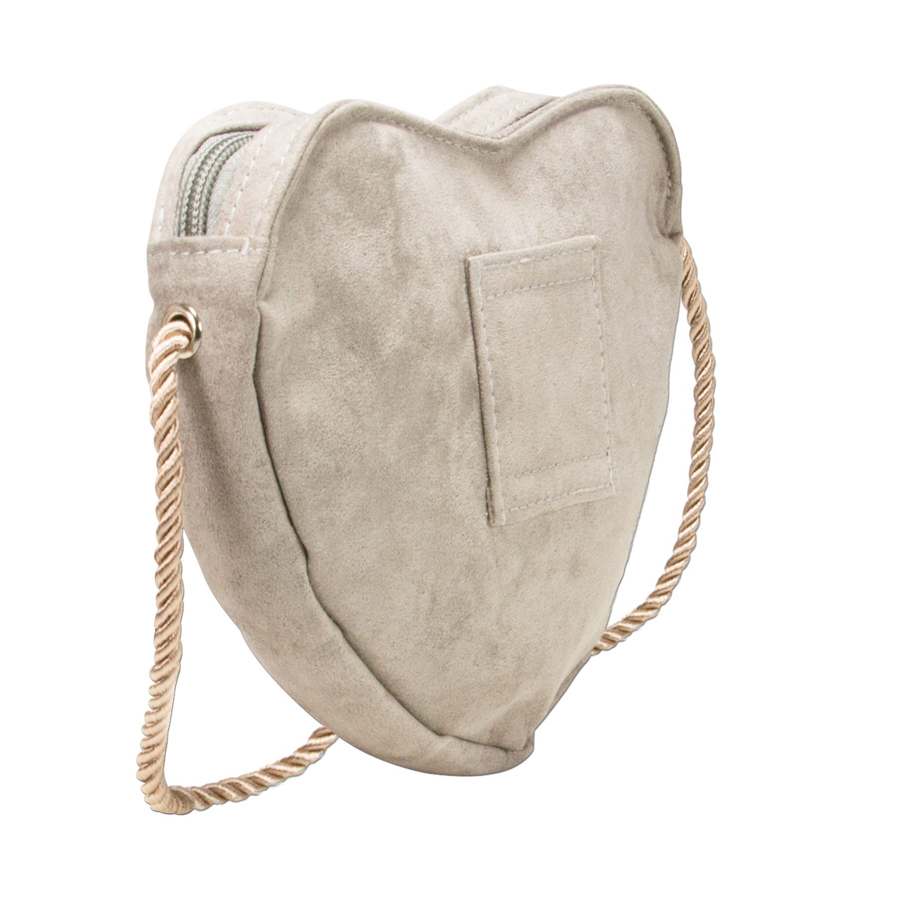 Alpenflüstern Schultertasche Herztasche Strass-Edelweiß Mini (taupe-grau), - Damen Trachtentasche in Herzform, Schultertasche fürs Dirndl, Herz H