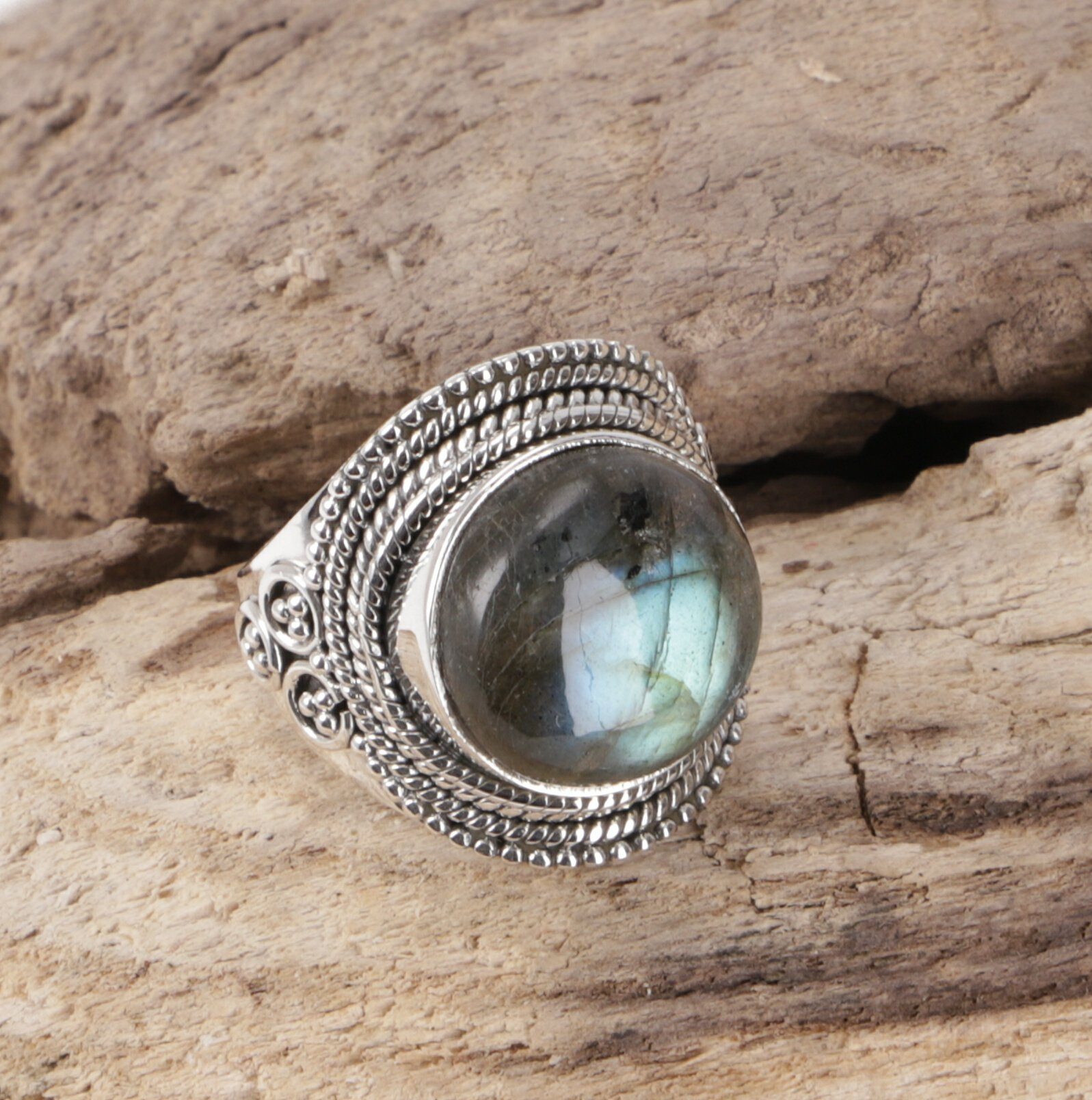 Guru-Shop Silberring Boho Silberring, großer floraler günstig online kaufen