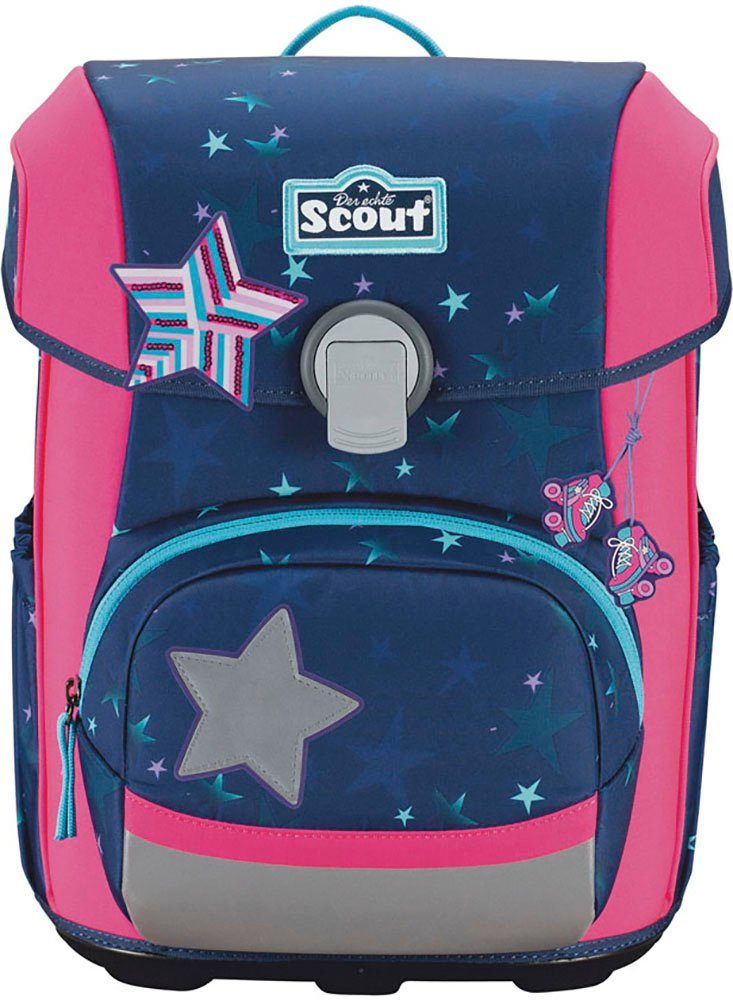 Scout Schulranzen Neo, Pretty Star (Set, 4-tlg), 2 Funny Snaps Move; enthält recyceltes Material