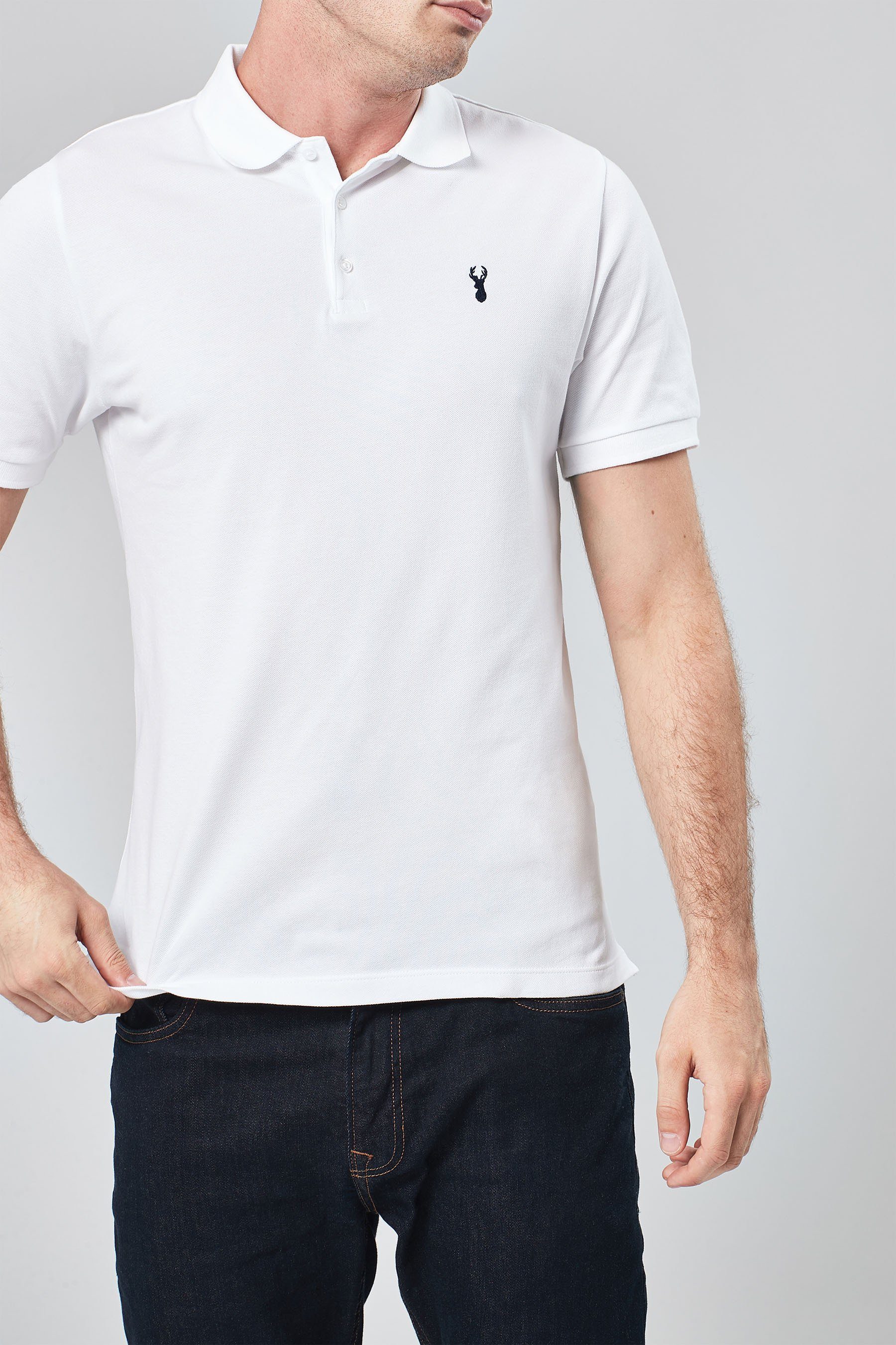 Poloshirt (1-tlg) Piqué-Poloshirt Next White
