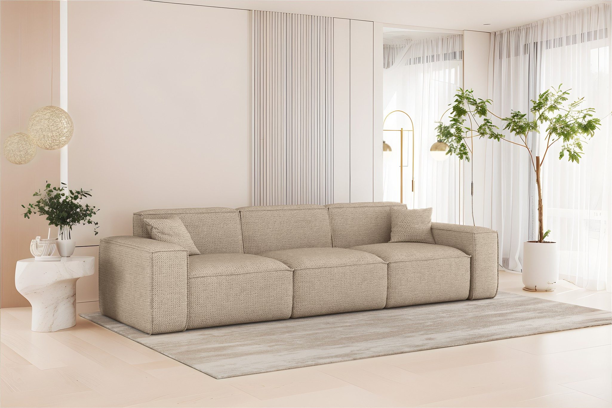 Fun Möbel 3-Sitzer Sofa Designersofa CELES PREMIUM in Stoff Artico, inkl. 2 Zierkissen