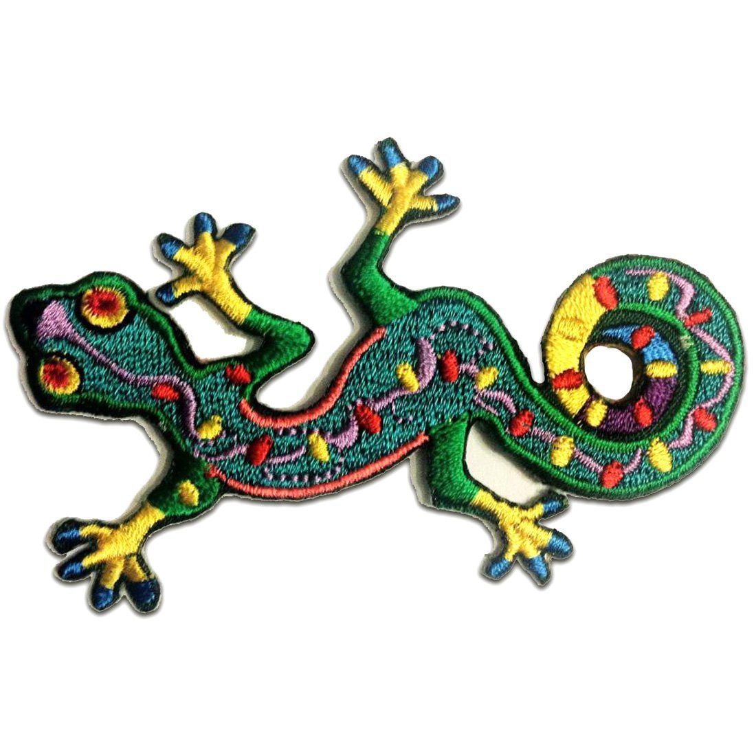 Catch the Patch Aufnäher Bügelbild, Aufbügler, Applikationen, Patches, Flicken, zum aufbügeln, Polyester, Gecko Salamander Tier - Größe: 9.4 x 6 cm