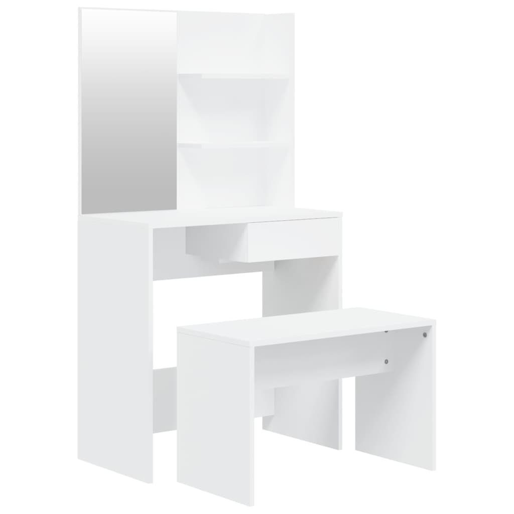 Schminktisch-Set (1-St) vidaXL 74,5x40x141 Weiß Weiß | Weiß Schminktisch cm