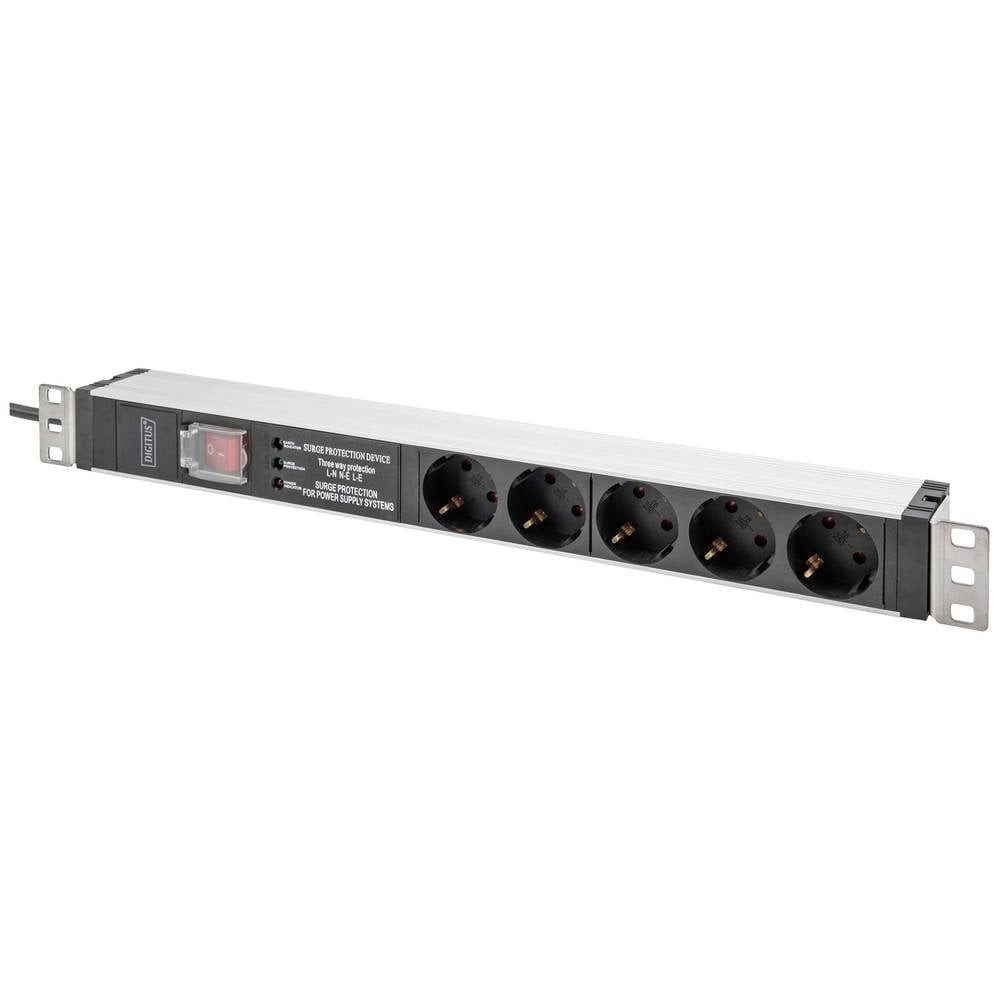 Netzwerkschrank 1HE Aluminium PDU, Rack Mount, 5 x Schutzkontakt