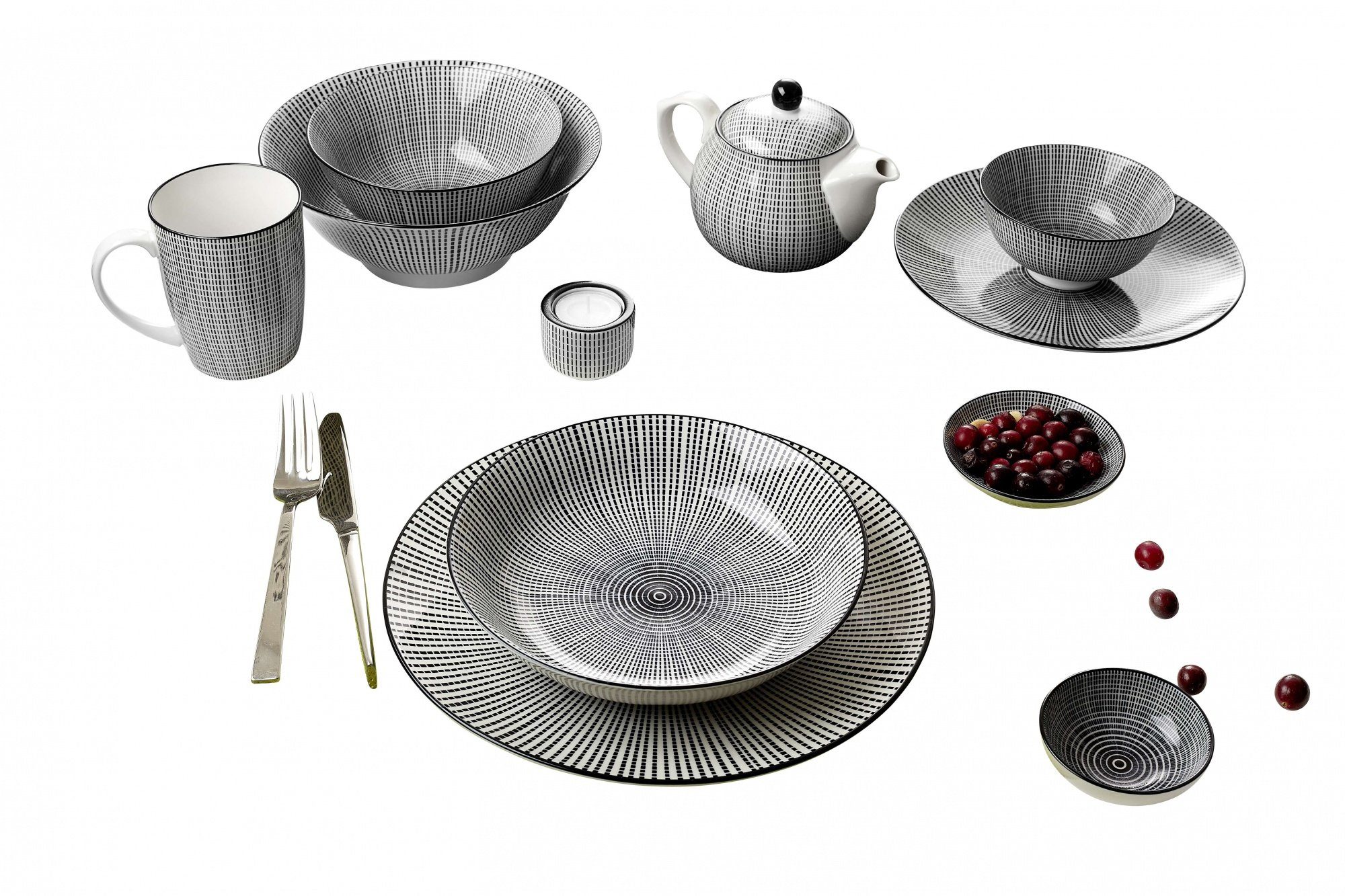 Ritzenhoff & Breker Kombiservice Takeo (34-tlg), 6 Personen, Porzellan, Stripes