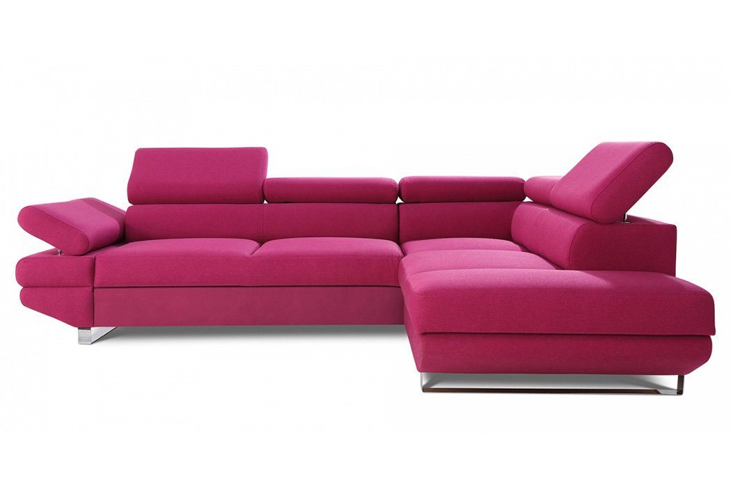 JVmoebel Ecksofa, Wohnlandschaft Ecksofa L-Form Sofa Couch Design Couch Polster Textil Rosa