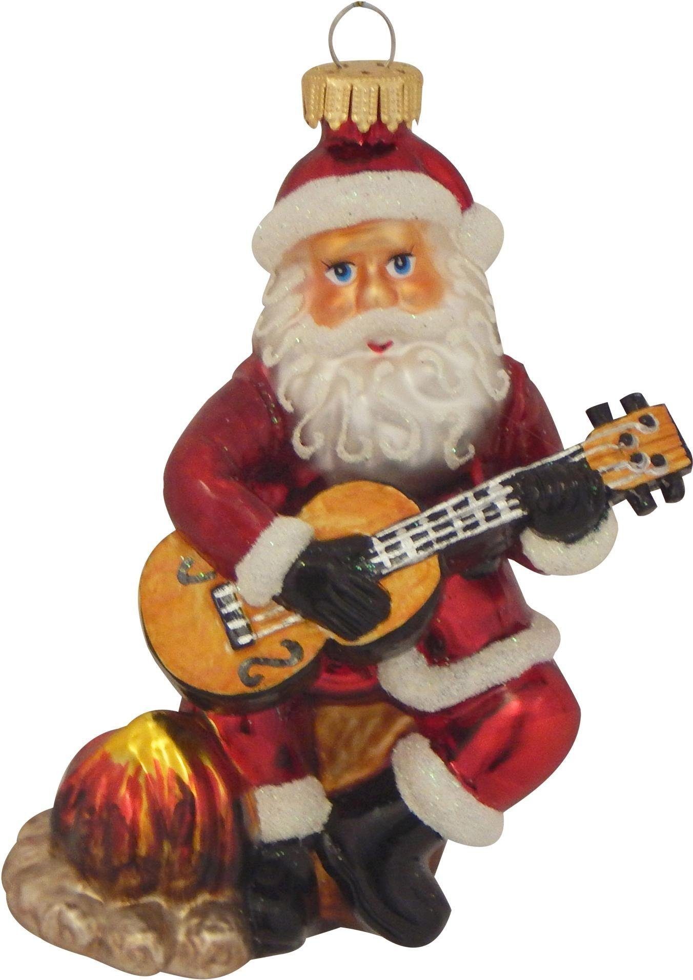 Krebs Glas Lauscha Christbaumschmuck Gitarre spielender Weihnachtsmann, Weihnachtsdeko, Christbaumschmuck (1-tlg), mundgeblasen