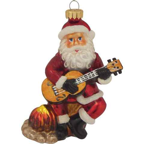 Krebs Glas Lauscha Christbaumschmuck Gitarre spielender Weihnachtsmann, Weihnachtsdeko, Christbaumschmuck (1-tlg), mundgeblasen