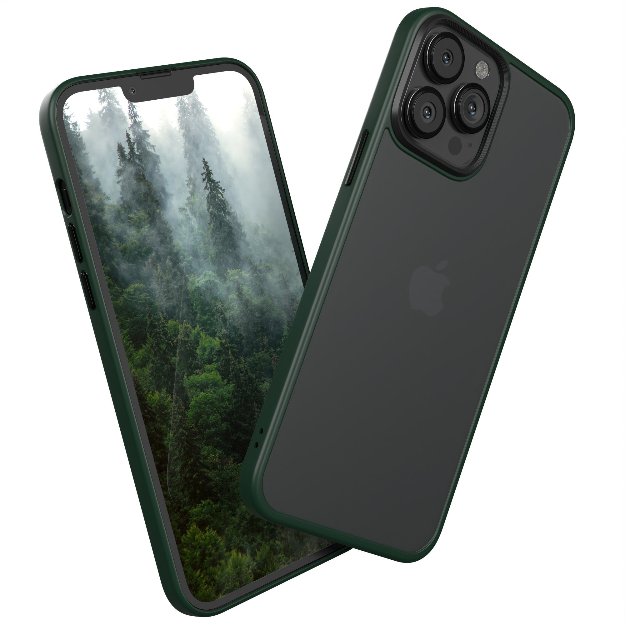EAZY CASE Handyhülle Outdoor Case für Apple iPhone 13 Pro Max 6,7 Zoll, Hülle Transparent kratzfest Smart Slimcover Transparent Dunkel Grün