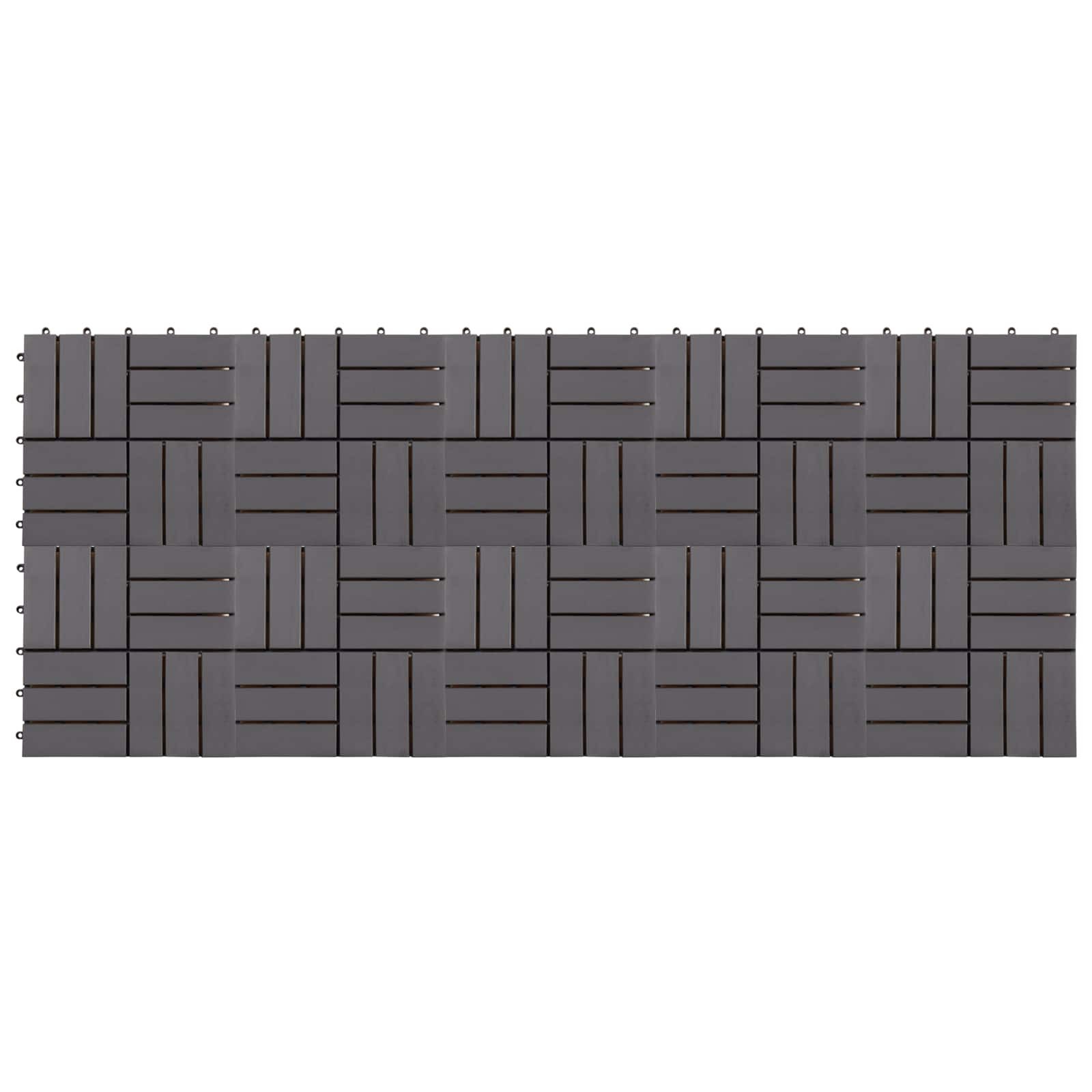 vidaXL Terrassendielen Terrassenfliese 10 stk. Grau 30 x 30 cm n-Hartholz, BxL: je 30x30 cm, (10-St)
