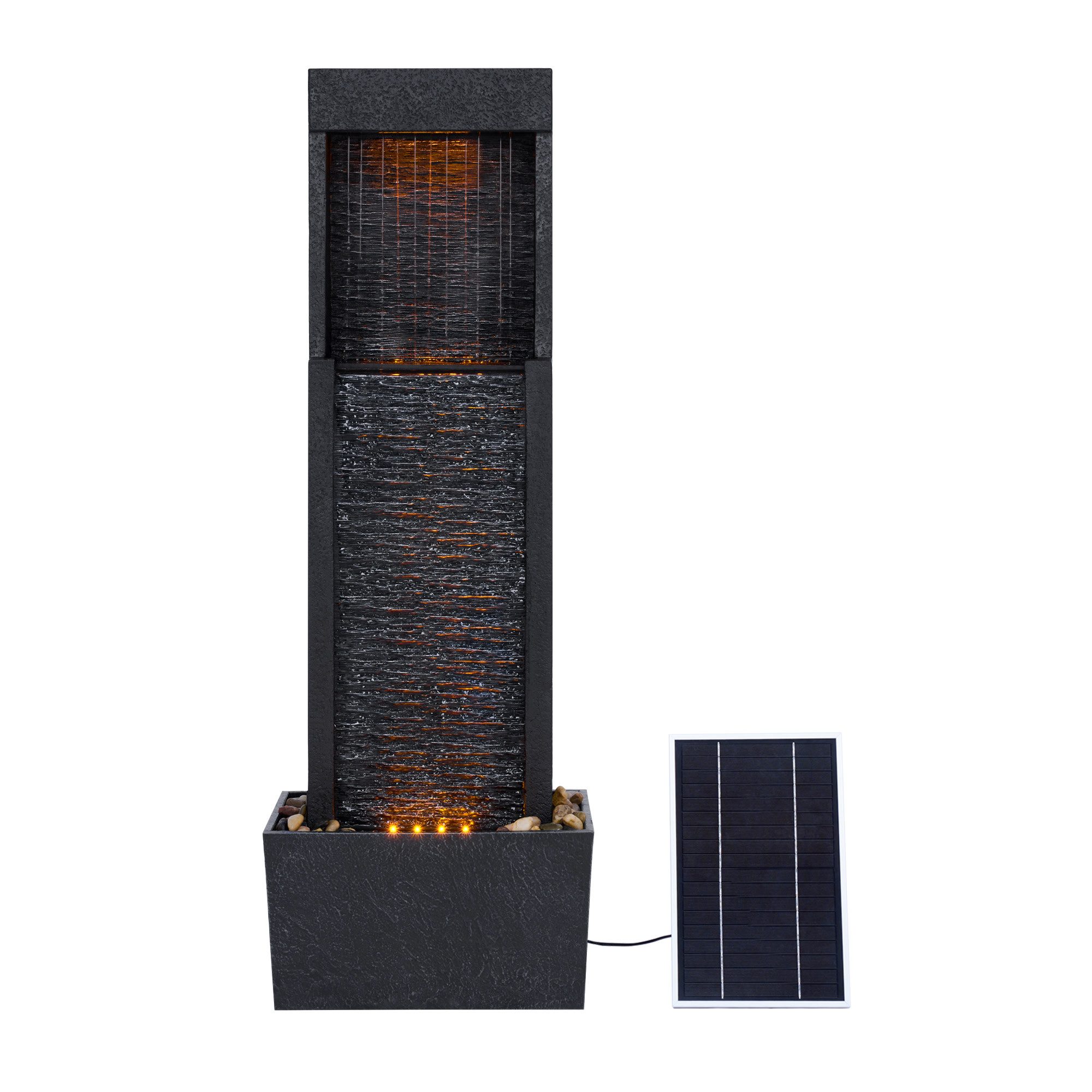 Teamson Home Gartenbrunnen Solar mit LED schwarz 96 cm günstig online kaufen