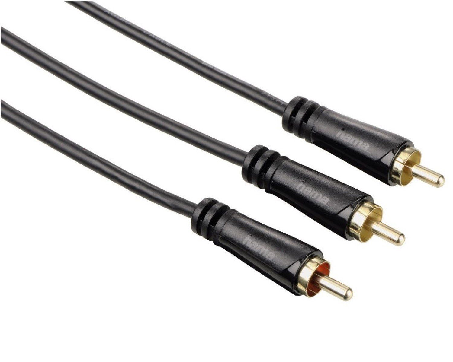 Hama Subwoofer-Kabel 2x Cinch-Stecker auf 1x Stecker Audio-Kabel, Cinch, Kein (750 cm), 7,5m, 2x RCA Cinch-Stecker auf 1x Cinch-Stecker für HiFi Audio, etc.
