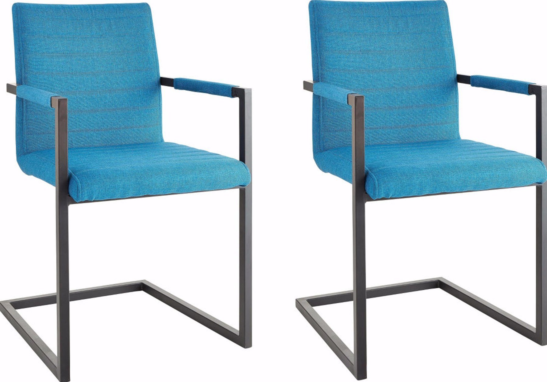 loft24 Freischwinger Sandra (2er-Set, 2 St), Esszimmerstühle mit Armlehne Armlehnstuhl Stuhl Metallgestell