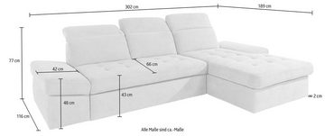 sit&more Ecksofa Stardust L-Form, wahlweise mit Bettfunktion und Bettkasten