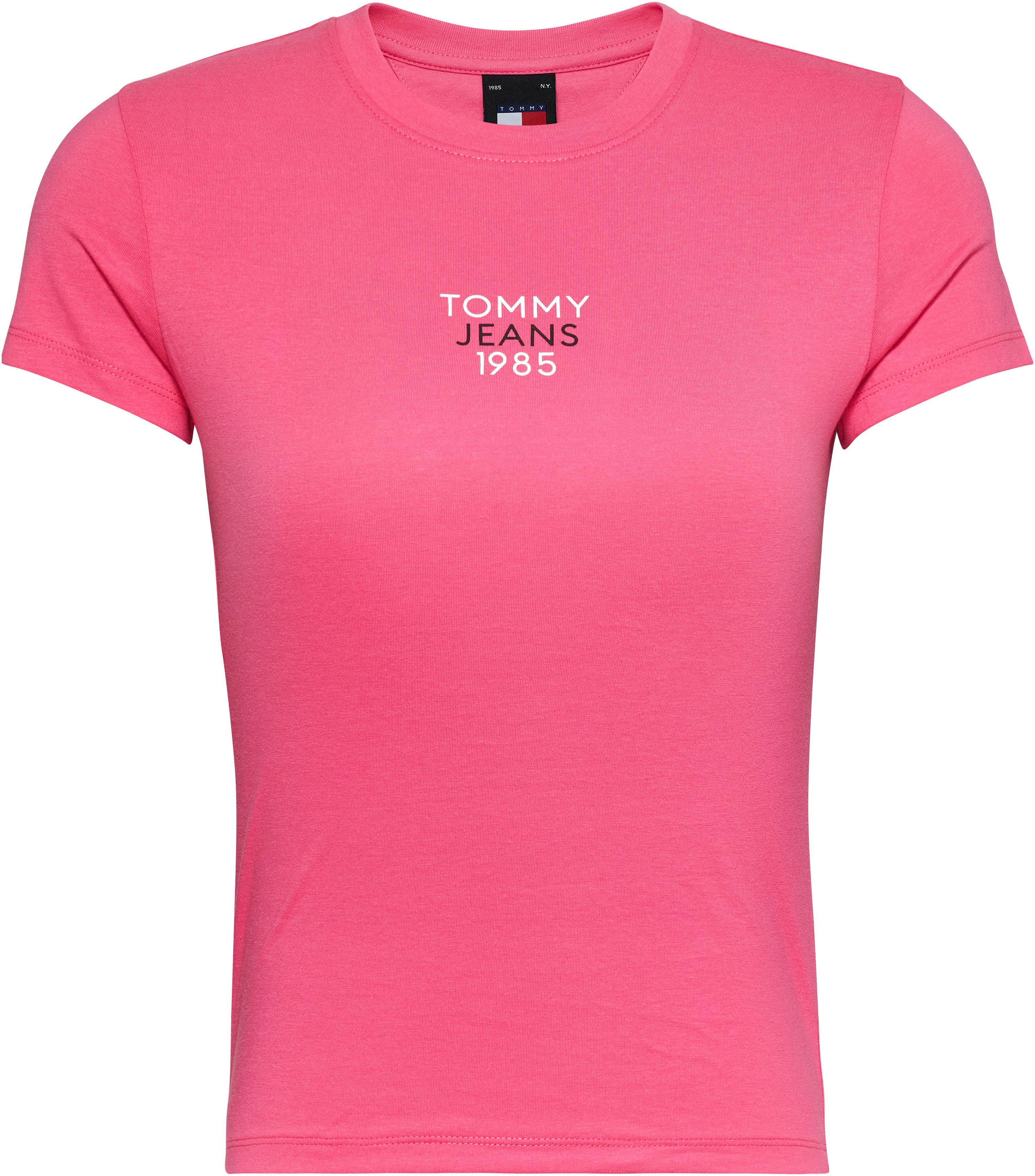 Logoschriftzug Pink_Alert mit Slim Essential Tommy T-Shirt Jeans Logo