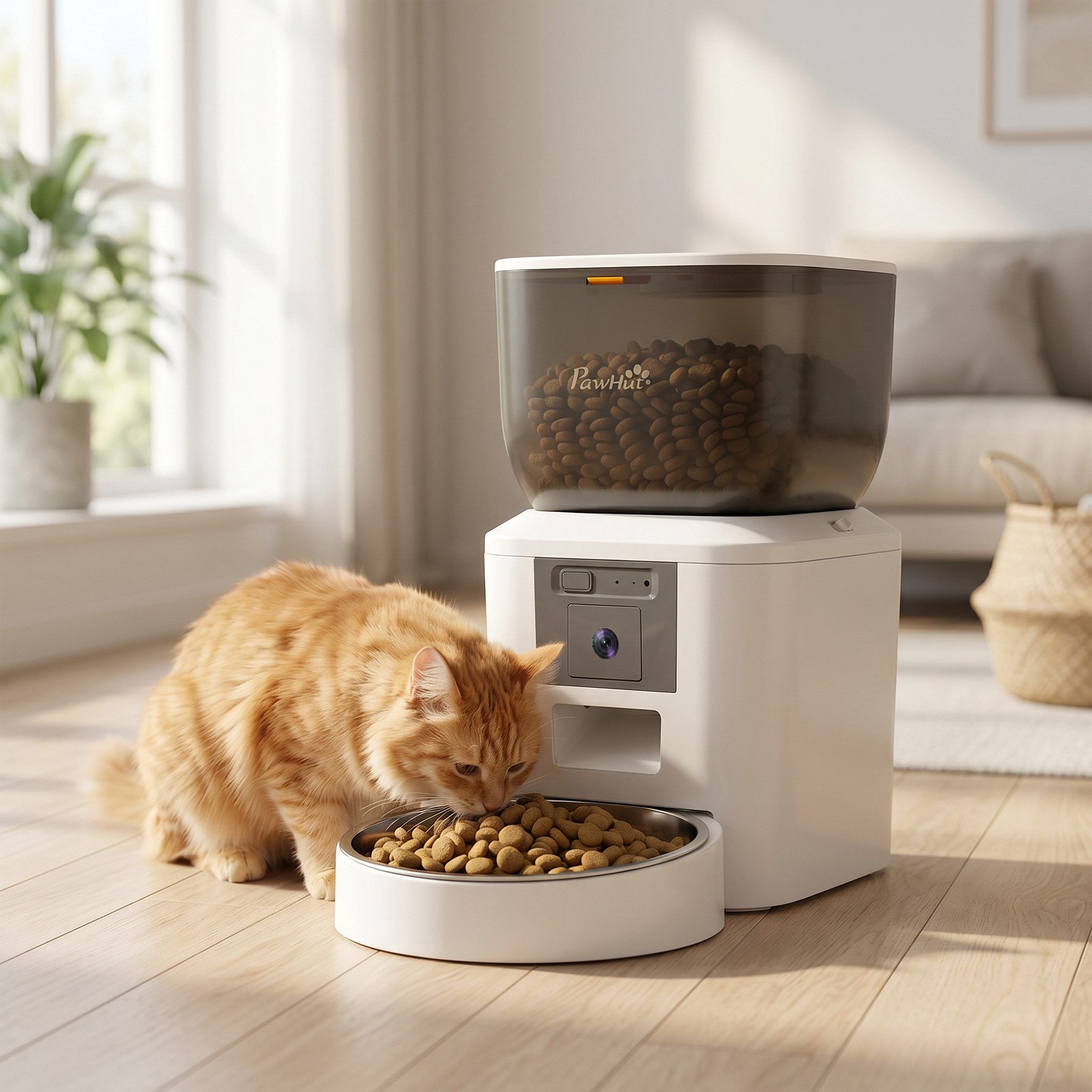 PawHut Katzen-Futterautomat Katzenfutter Automat Katen Futterspende rmit Kamera und App-Steuerung, 4L Fassungsvermögen, 1–10 Mahlzeiten pro Tag, Zwei-Wege-Audio