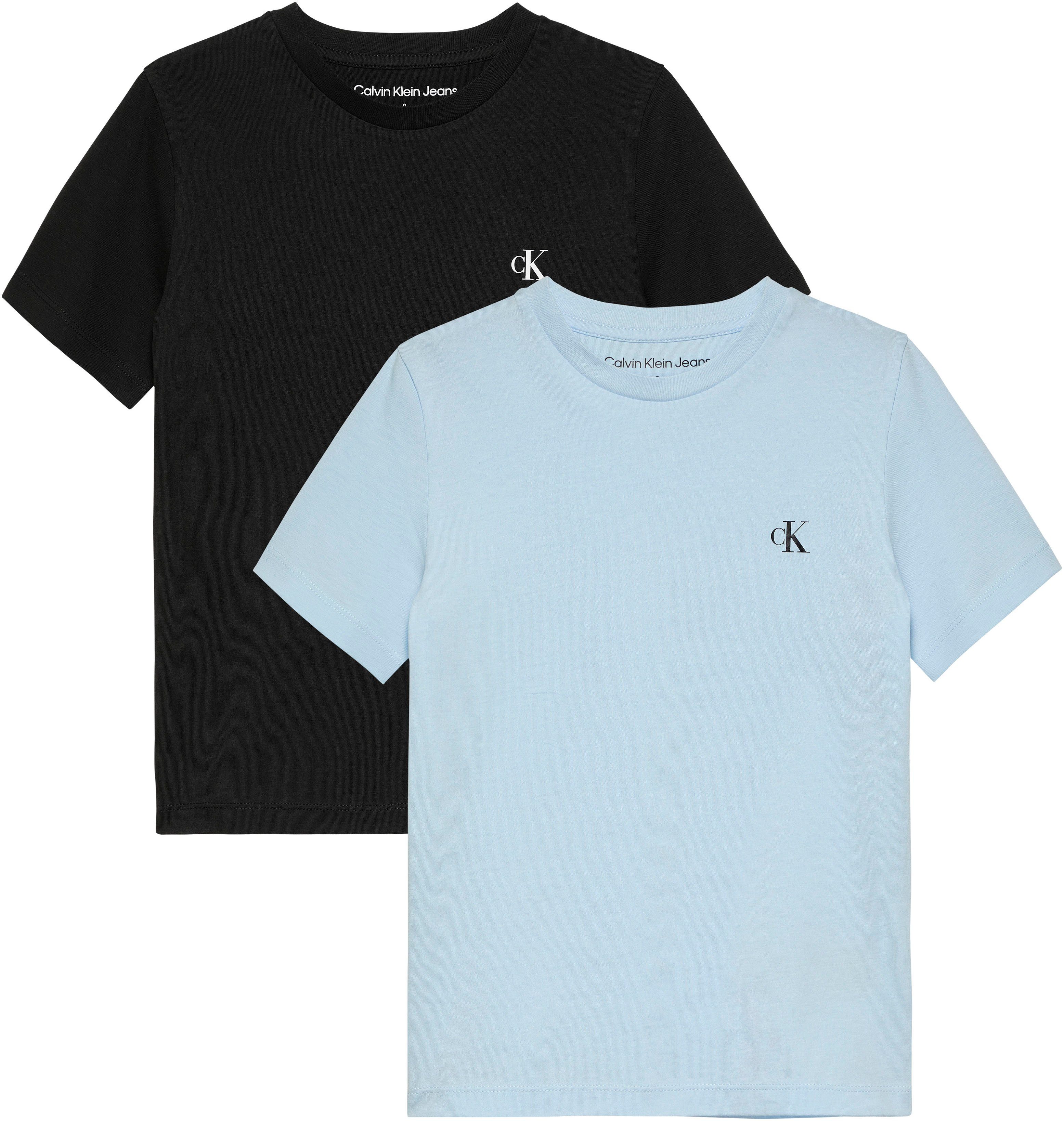 Calvin Klein Jeans T-Shirt 2-PACK MONOGRAM Ck Keepsake Blue TOP / Black Logodruck mit