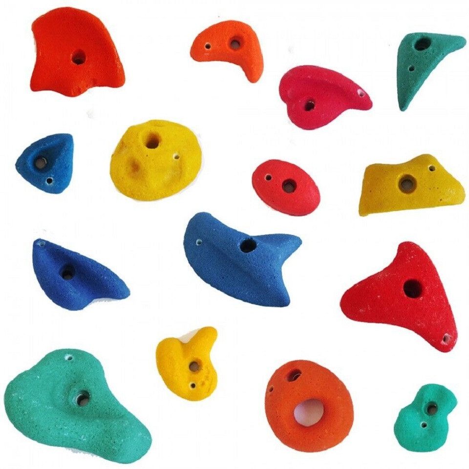 Gartenpirat Klettergriff Klettersteine 15 Stk. bunt klein mittel groß für Kinder Drehsicherung