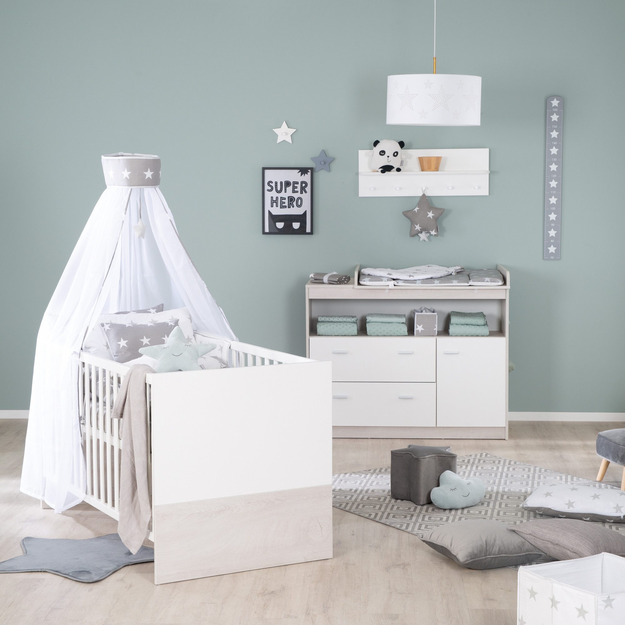 roba® Babyzimmer-Komplettset Julia, Gitterbett, Wickelkommode & Schrank 3-t günstig online kaufen