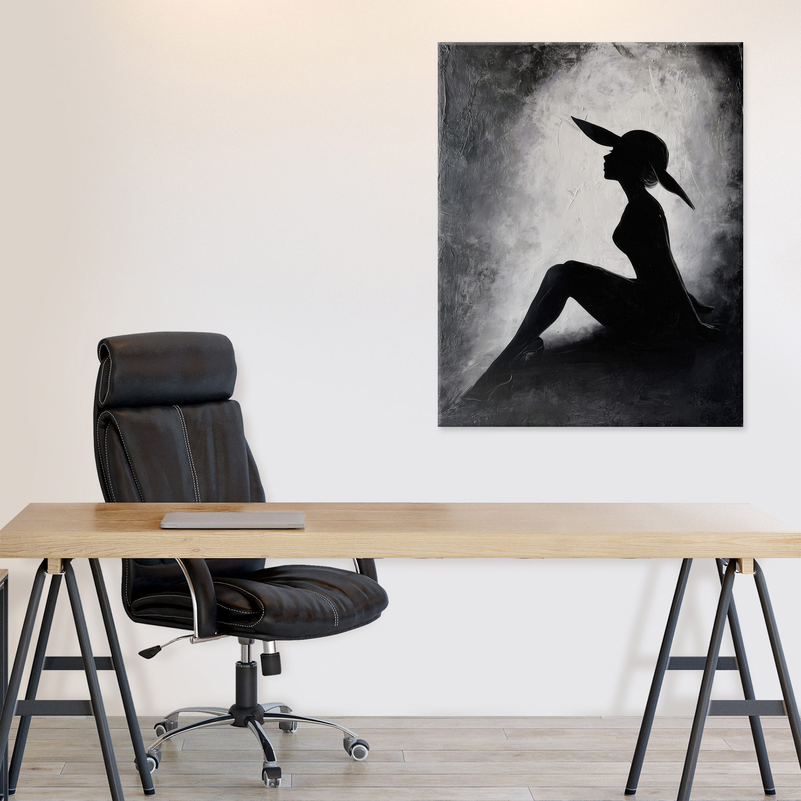 Wallarena Leinwandbild Frau Kunst - Schwarz - Modern - Hochformat - Wohnzimmer, Frau, 30x40x2cm