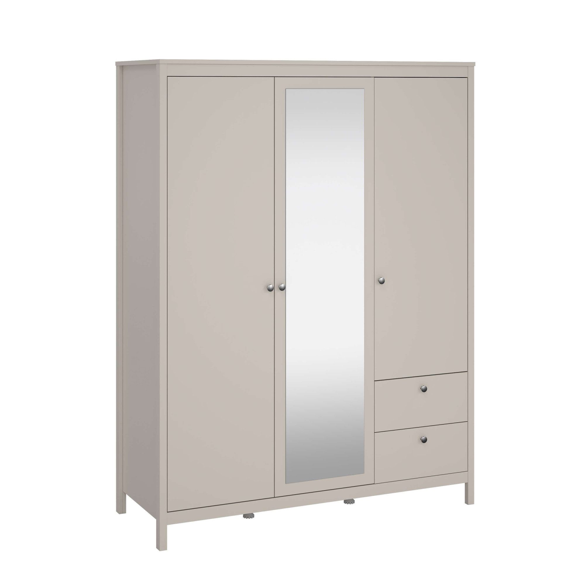 Home affaire Drehtürenschrank Madrid, Schrank, Kleiderschrank Skandinavisches Design, Wahlweise Leder- oder Metallgriffe, Spiegel