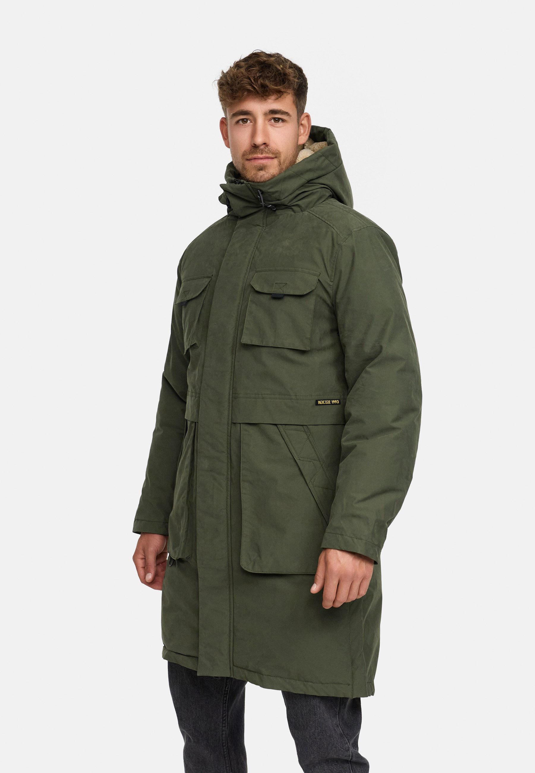 Indicode Parka Herren INKristof Herrenparka Herrenjacke Langer Parka mit wärmender Wattierung