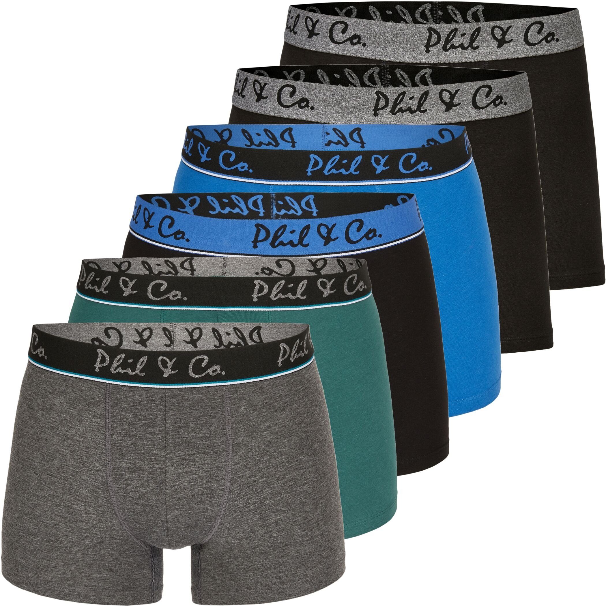 Phil & Co. Boxershorts 6er Pack Phil & Co Berlin Jersey Boxershorts Trunk Short Pant FARBWAHL (1-St) DESIGN 12 | Boxershorts