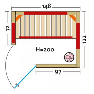 Infraworld Infrarotkabine Infraworld Infrarotkabine TrioSol Natura 148 Ecke Links 148x121,5cm