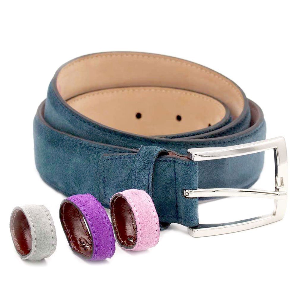 BGENTS Ledergürtel Veloursledergürtel mit Naht und drei kontrastfarbene Wechselschlaufen stylisch