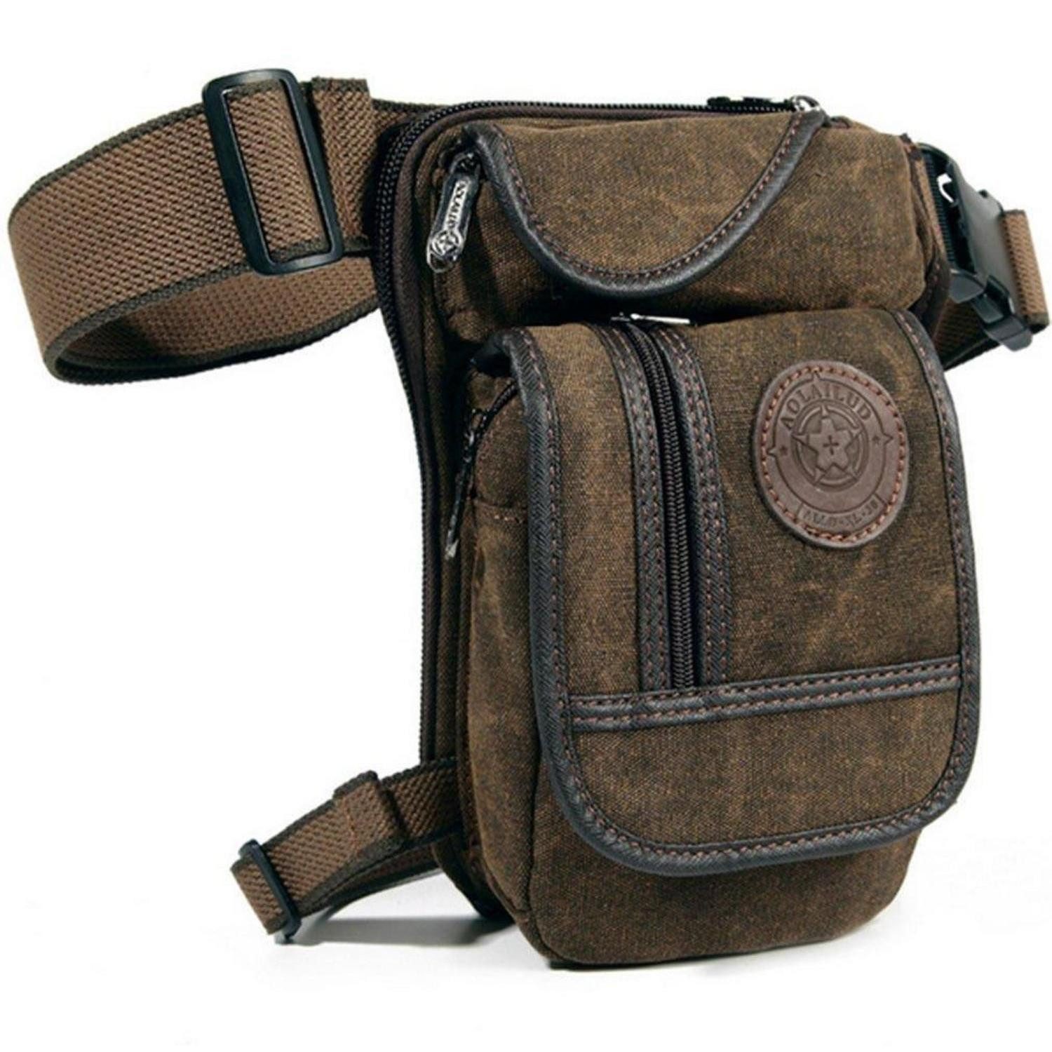 Beintasche Beintasche Motorrad Canvas Reitertasche Bauchtasche #01kaffee