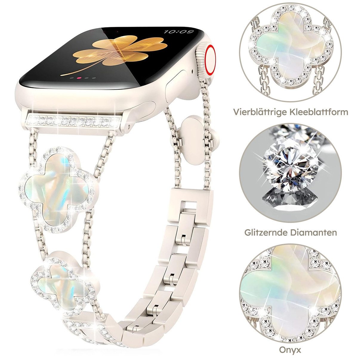 MOPUEA Smartwatch-Armband Smartwatch Armband Edelstahl Armband Kompatibe für Apple Watch, Breite Kompatibilität, verstellbares Kettendesign – Bild 5 von 5