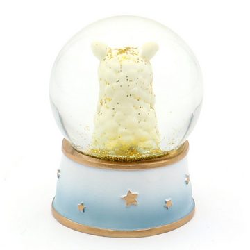 Dekohelden24 Schneekugel Schneekugel / Schüttelkugel / Glimmerkugel aus Glas mit Lama, Motiv: (1 Stück, 1 St)