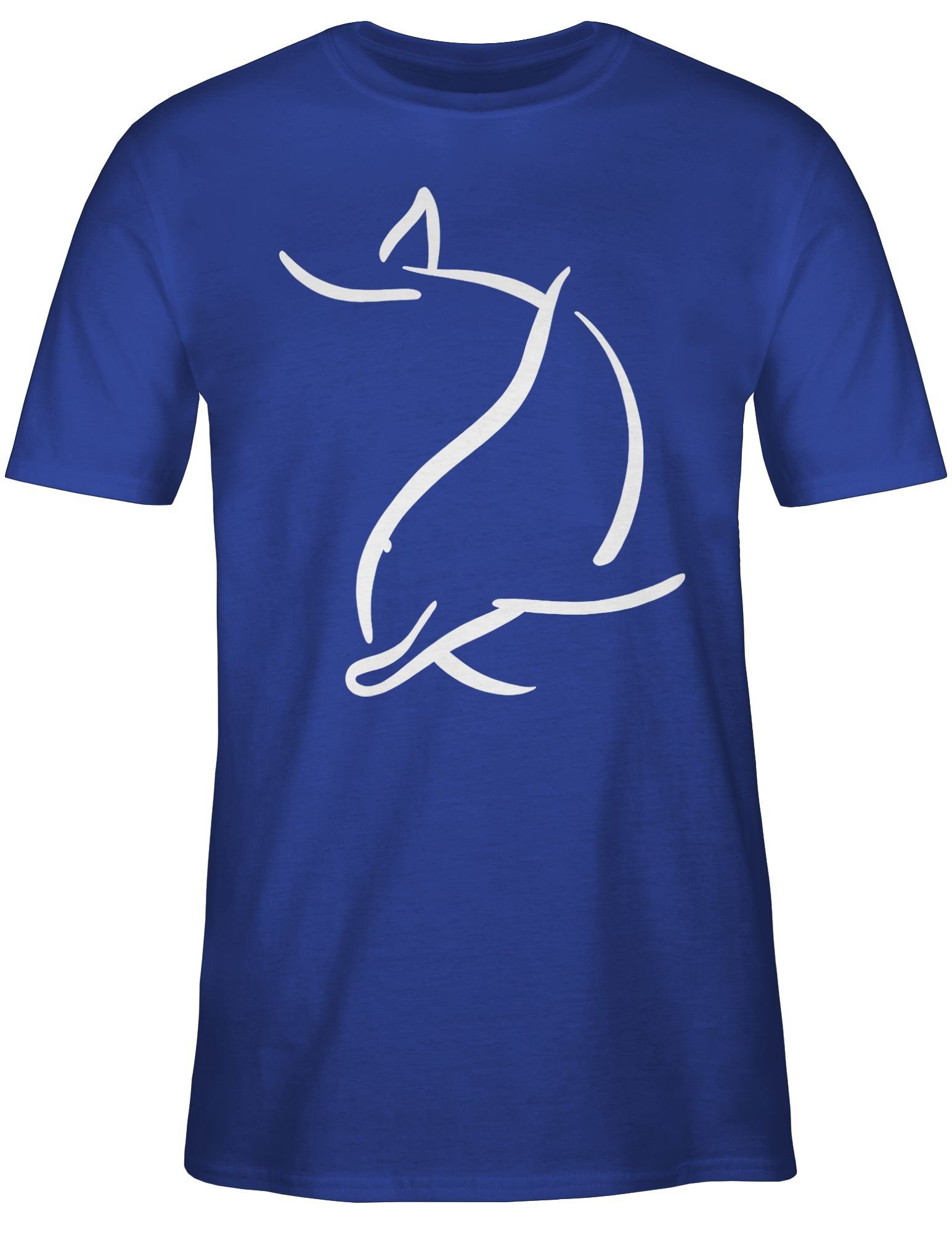 Shirtracer T-Shirt Simpler Delfin Tiere Zubehör 1 Royalblau